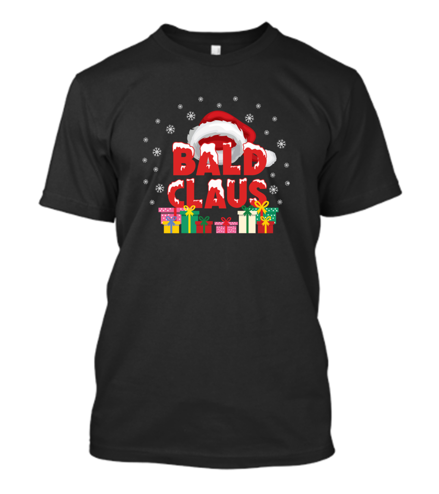 Bald Claus Santa Hat Snowflake Gift Family Matching Group T-Shirt