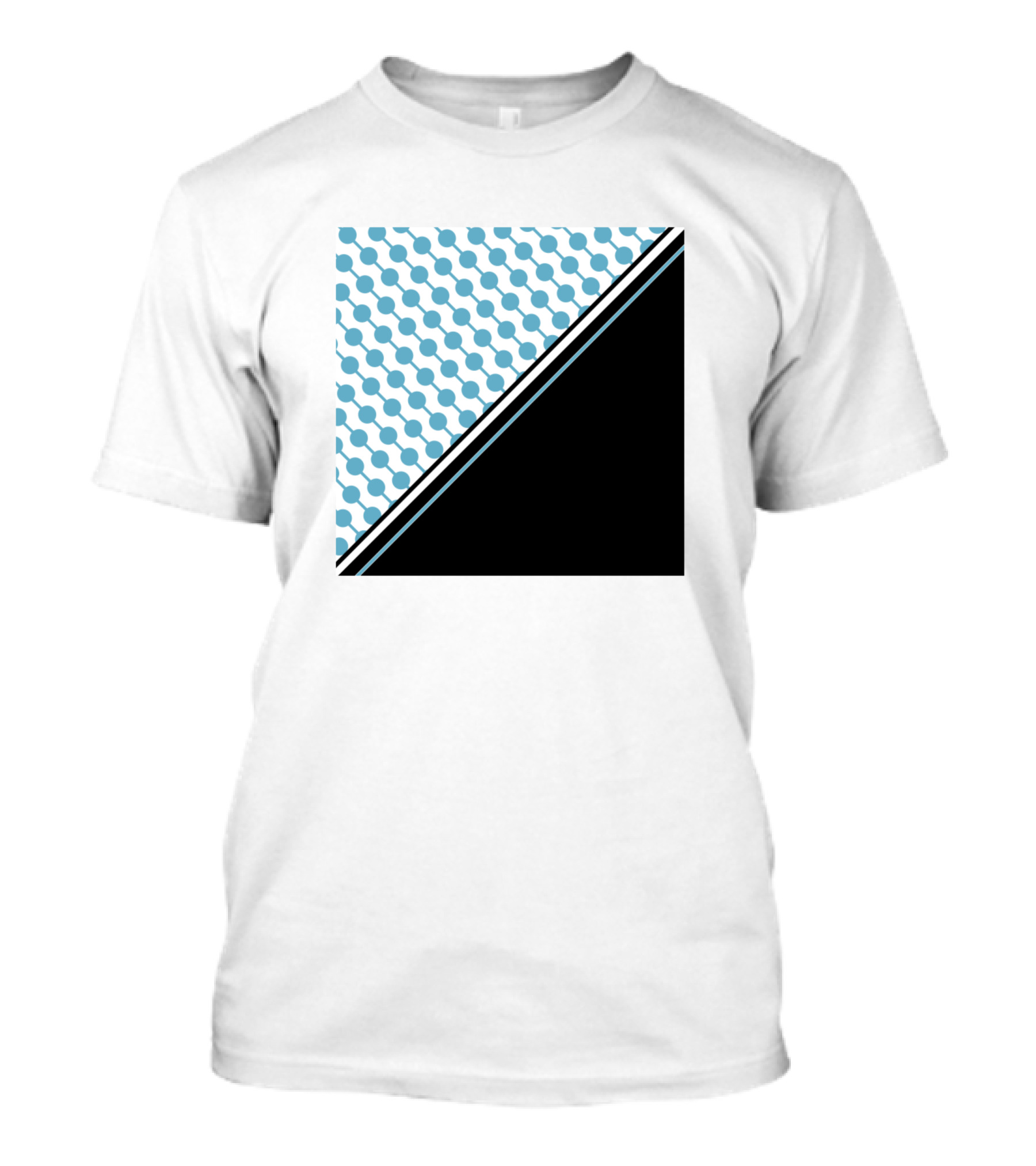 Blue Black Geometric Pattern Contrast Quadrant T-Shirt