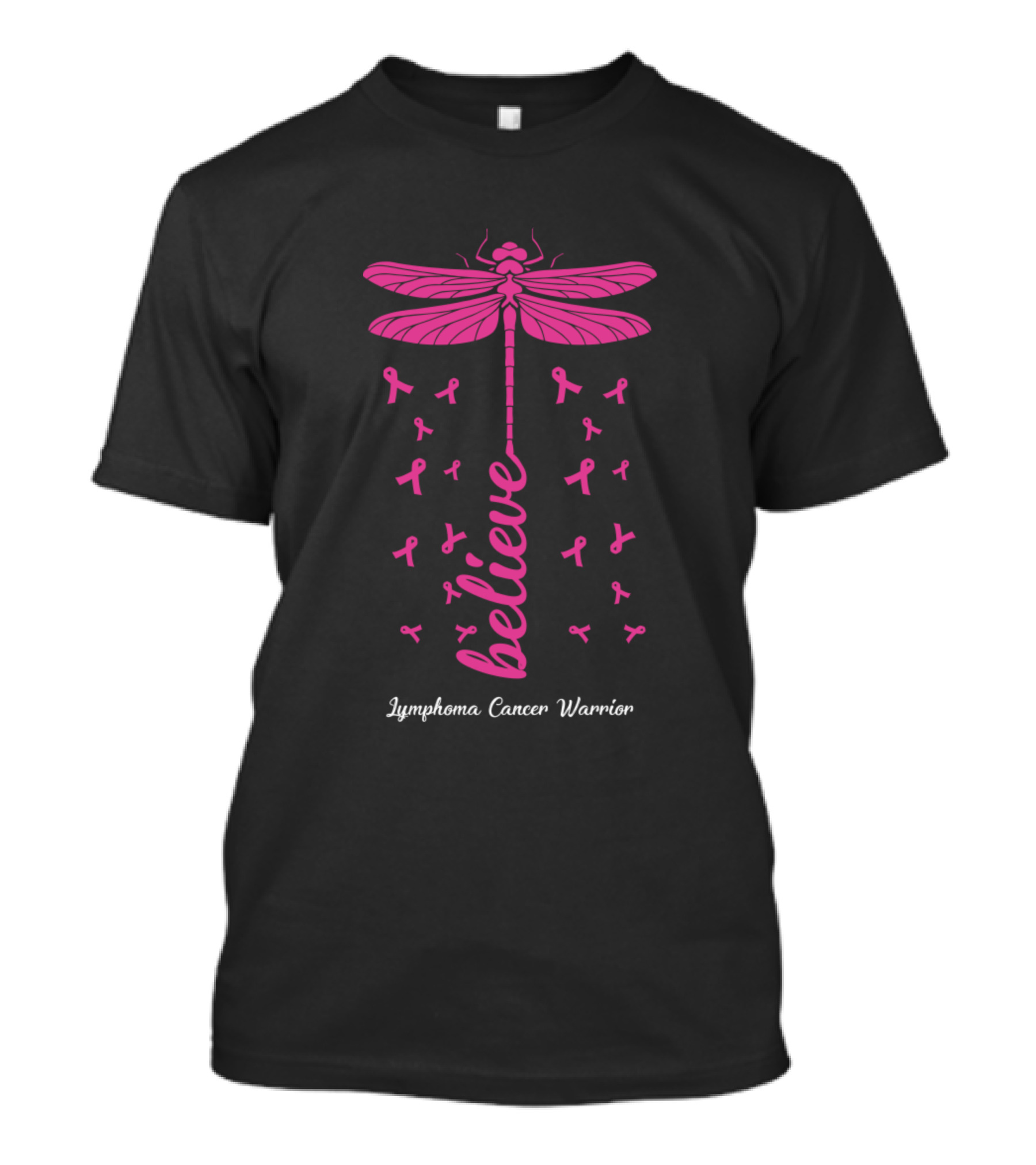 Lymphoma Cancer Warrior Dragonfly Believe T-Shirt