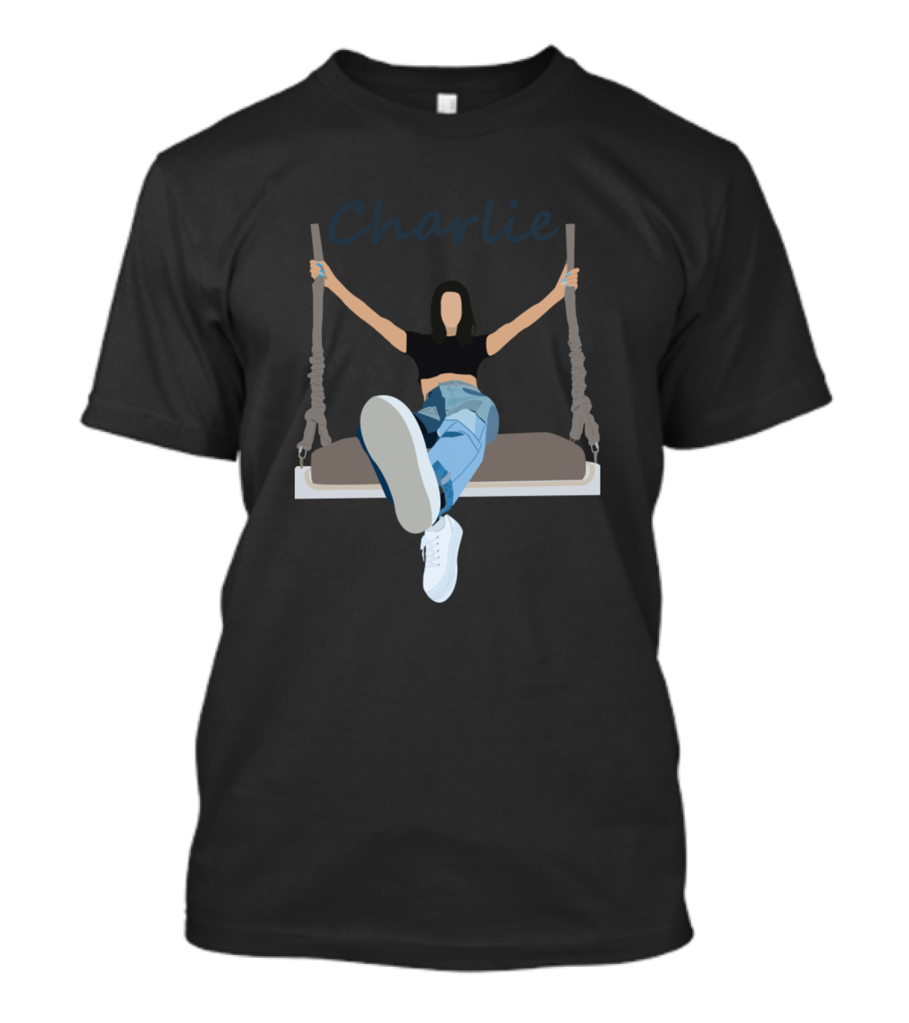 Charlie Swinging Pose Denim Sneakers T-Shirt