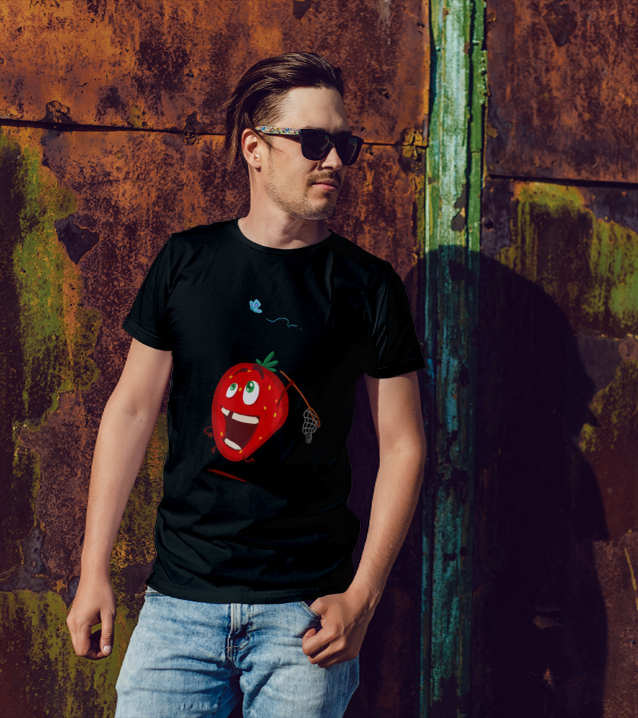 Chasing Strawberry With A Butterfly Net T-Shirt