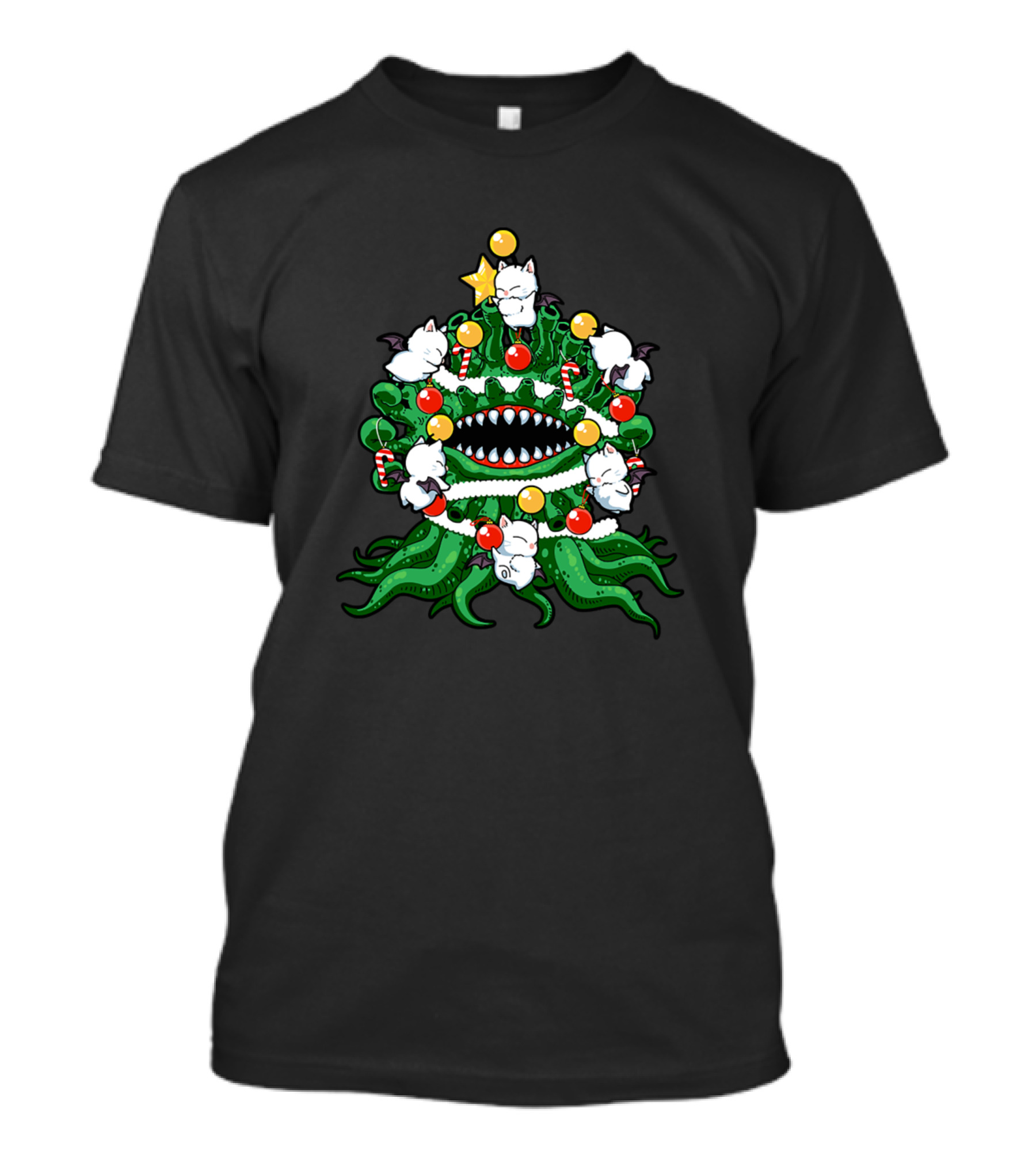 Christmas Monster Tree With Cat Ornaments And Candy Decor T-Shirt
