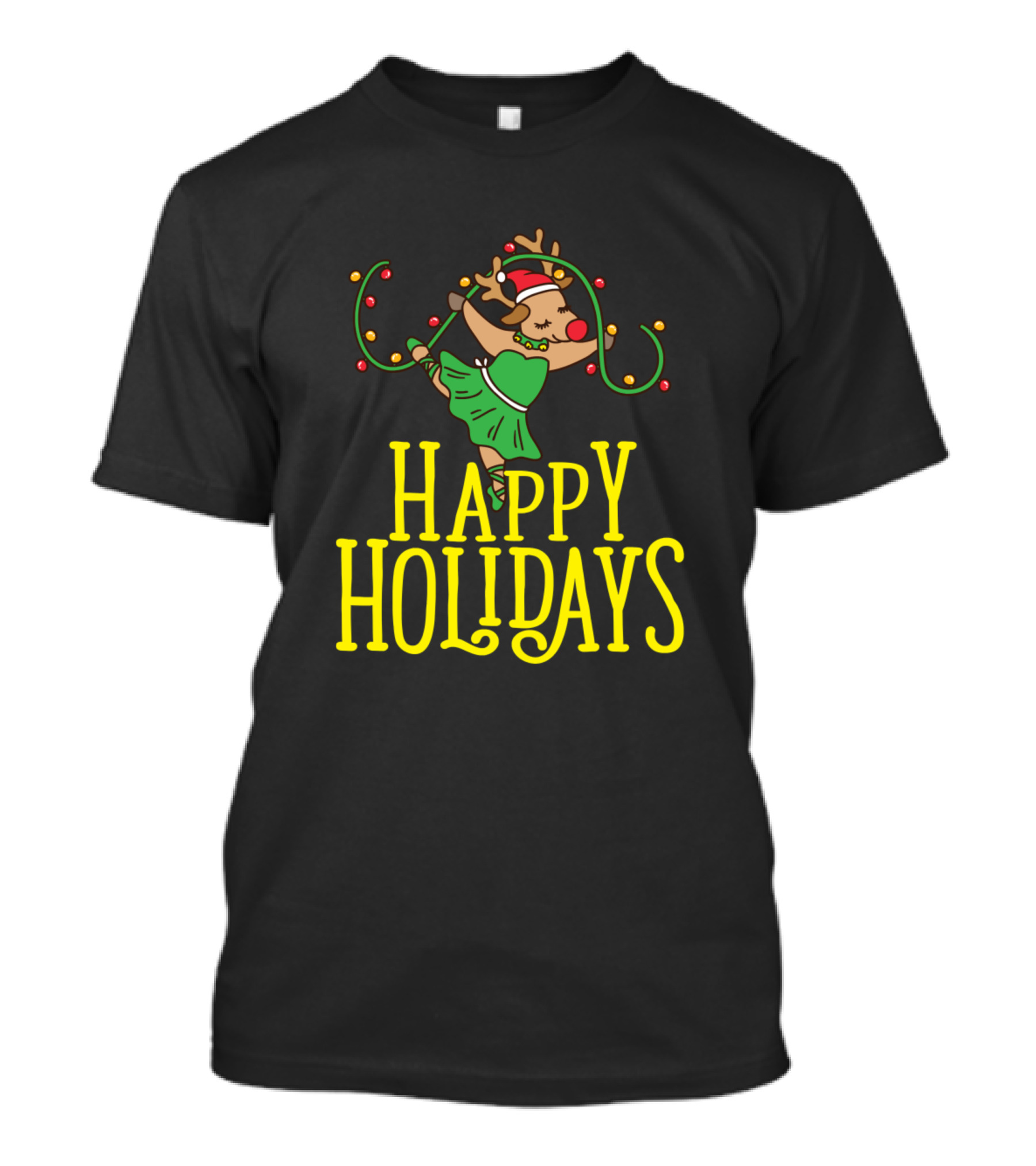 Happy Holidays Christmas Ballet Reindeer T-Shirt