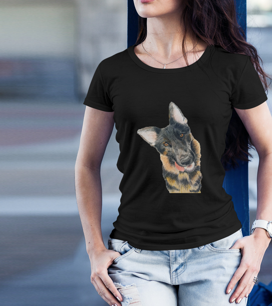Colour Pencil German Shepherd Dog GSD T-Shirt