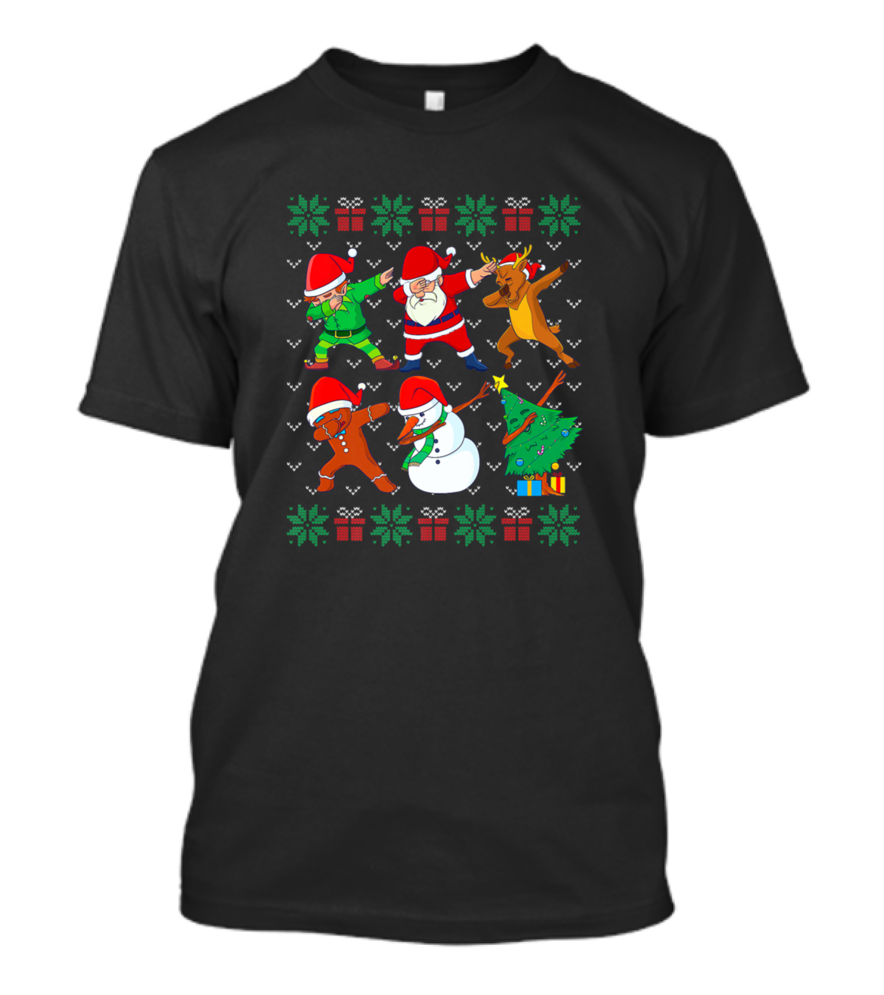 Dabbing Santa Elf Reindeer Gingerbread Snowman Christmas Ugly Xmas Squa T-Shirt