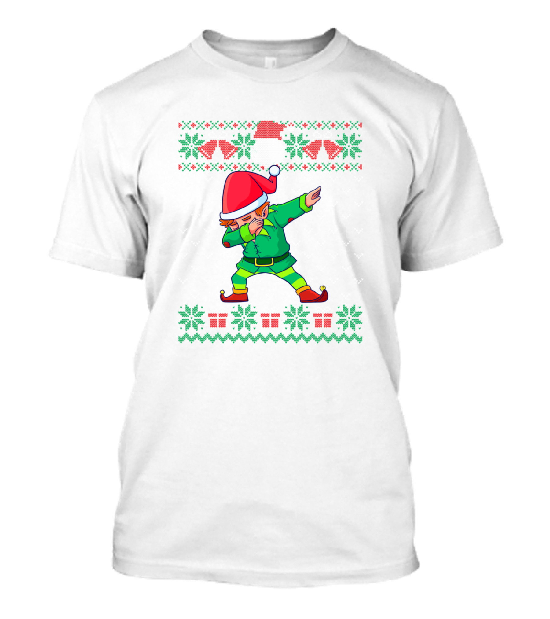 Dabbing Elf Santa Hat Ugly Christmas Matching Family Festive T-Shirt