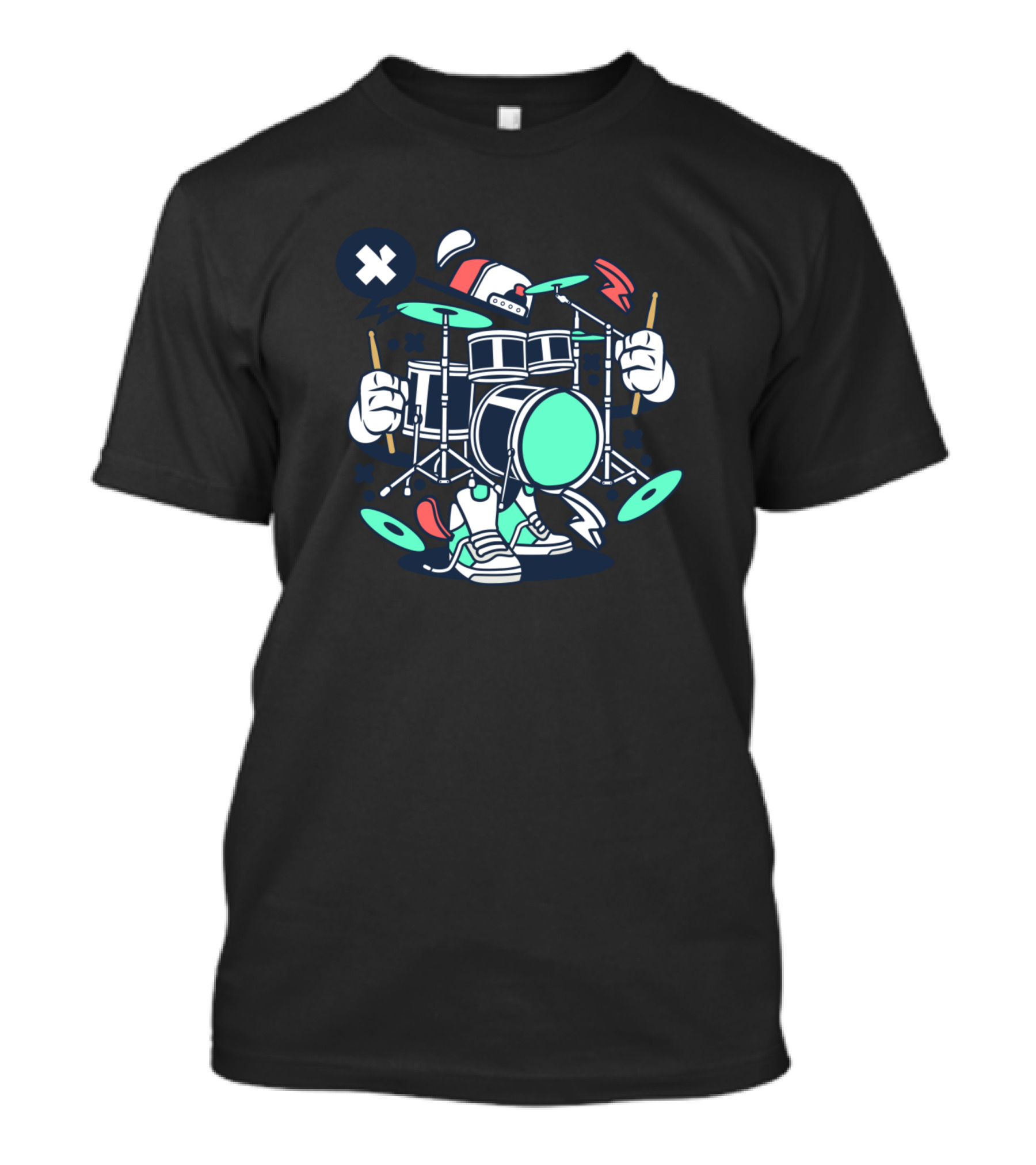 Drum Set X Crossing Sticks Comic Pop Style Sneaker Character T-Shirt