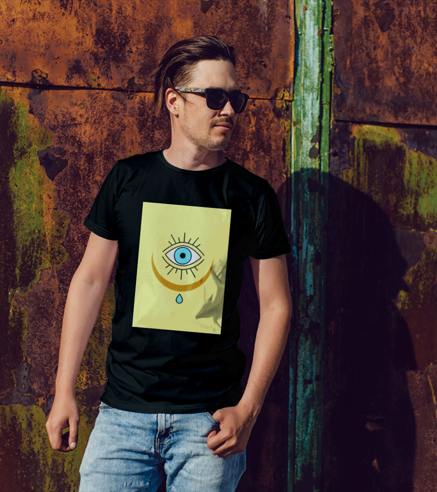 Eye Moon Tear Spiritual Icon Symbol Blue Teardrop T-Shirt
