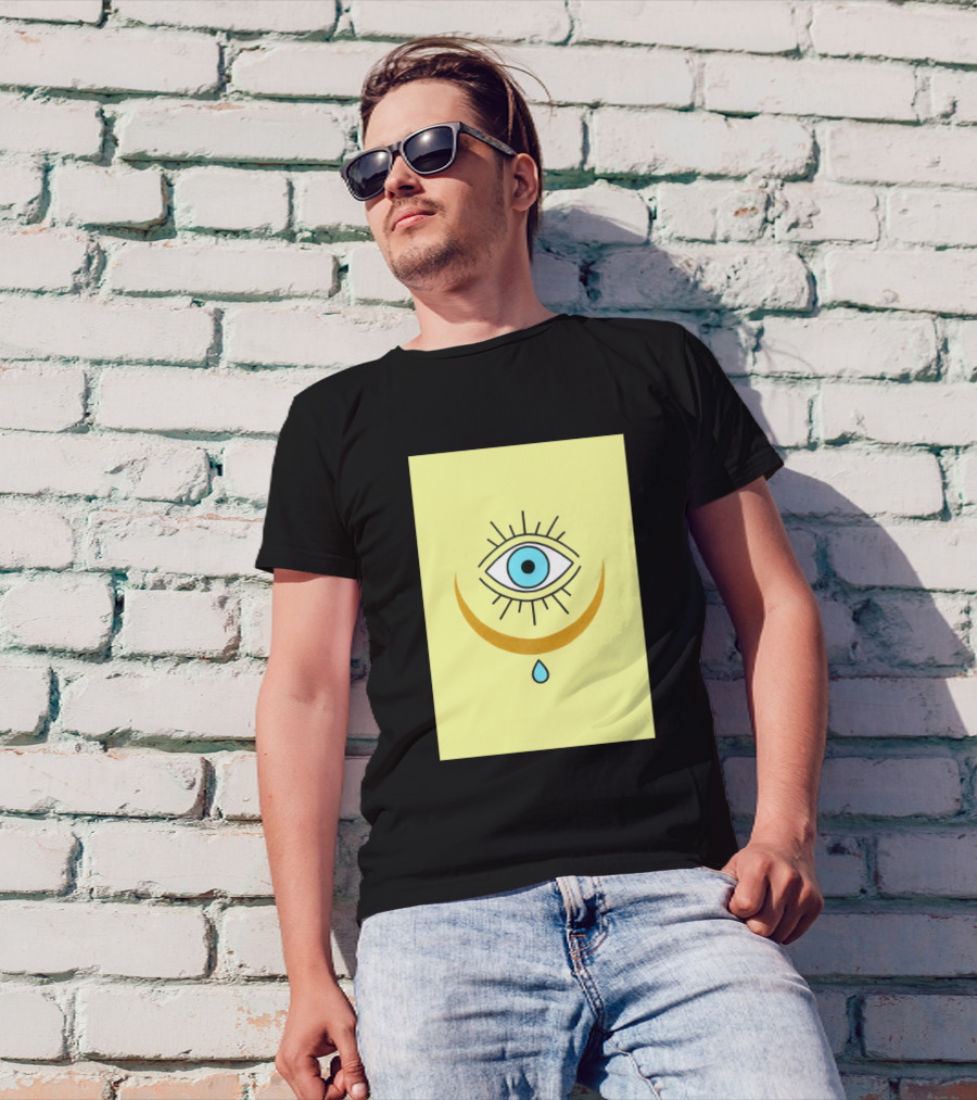 Eye Moon Tear Spiritual Icon Symbol Blue Teardrop T-Shirt