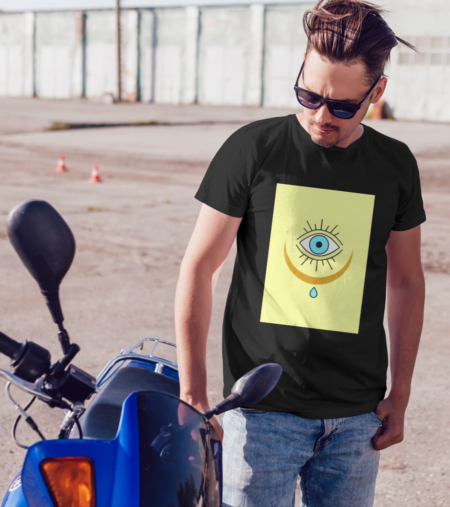 Eye Moon Tear Spiritual Icon Symbol Blue Teardrop T-Shirt