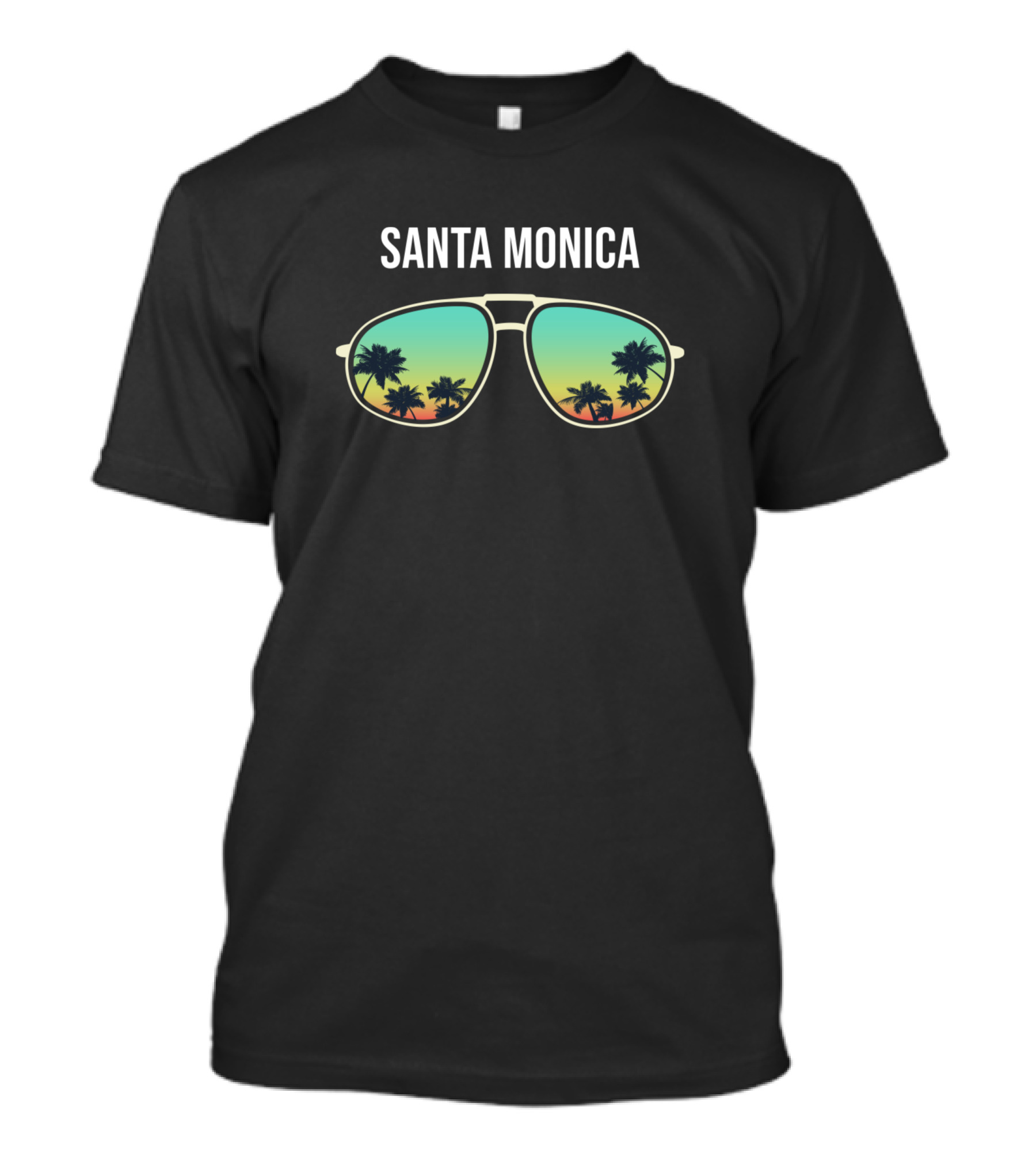 Santa Monica Eyeglasses Palm Trees Sunset Retro T-Shirt
