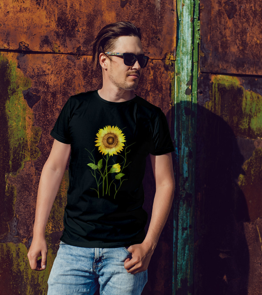 Sunflower Blossom With Green Leaves T-Shirt