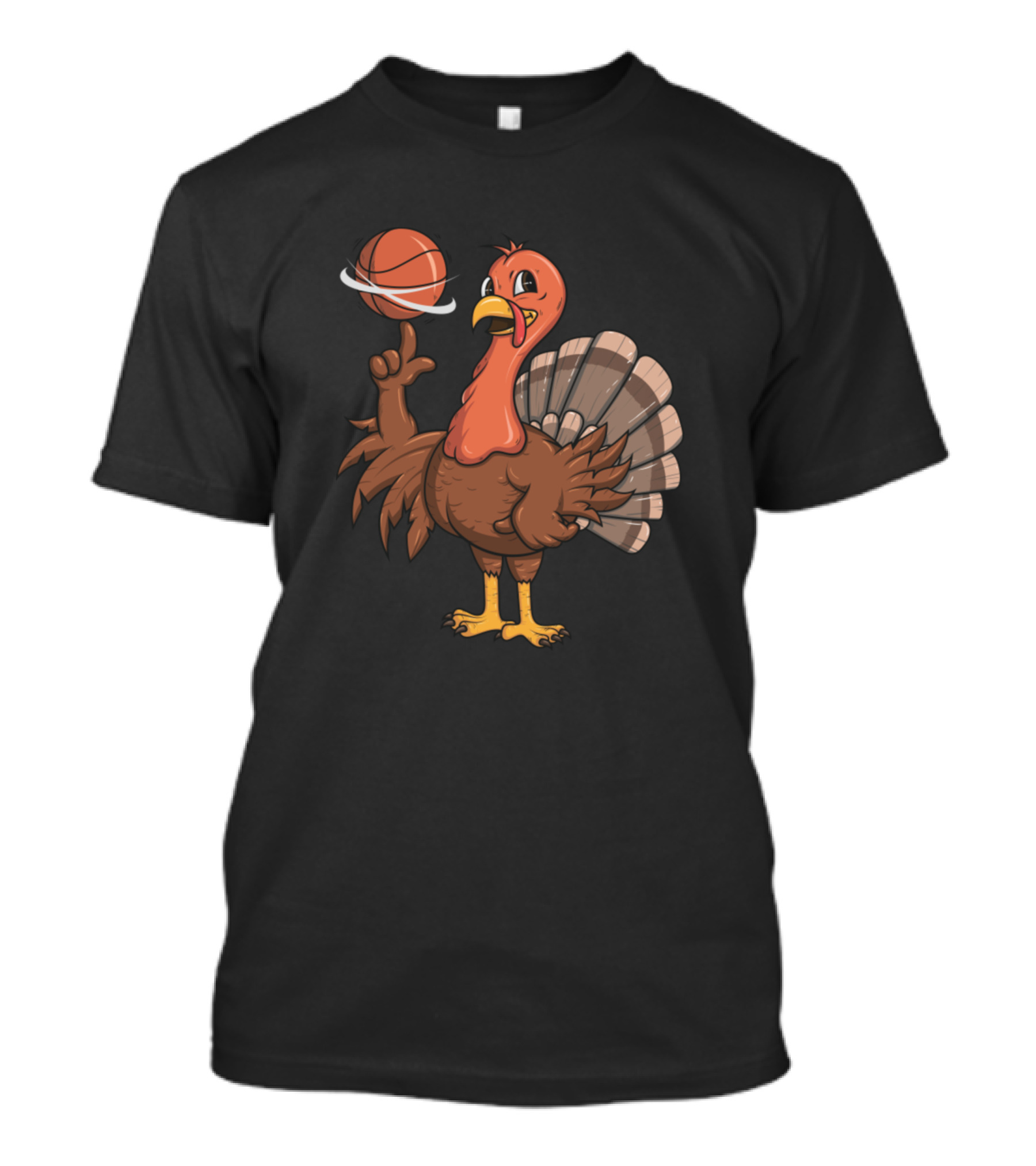 Funny Thanksgiving Turkey Basketball Basted Spinner T-Shirt