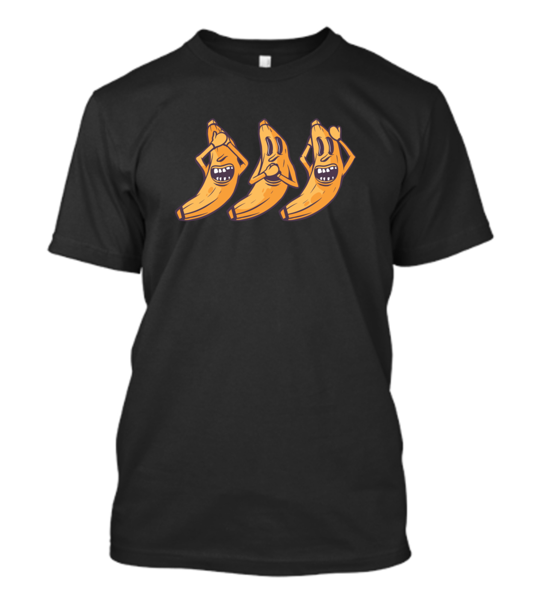 Funny Crazy Cartoon Bananas No Speak No Hear No Say T-Shirt