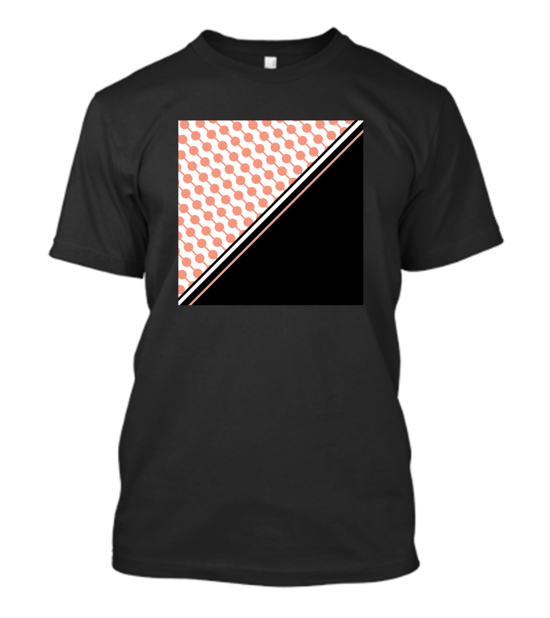 Geometric Pattern With Orange Circles And Black Triangle T-Shirt