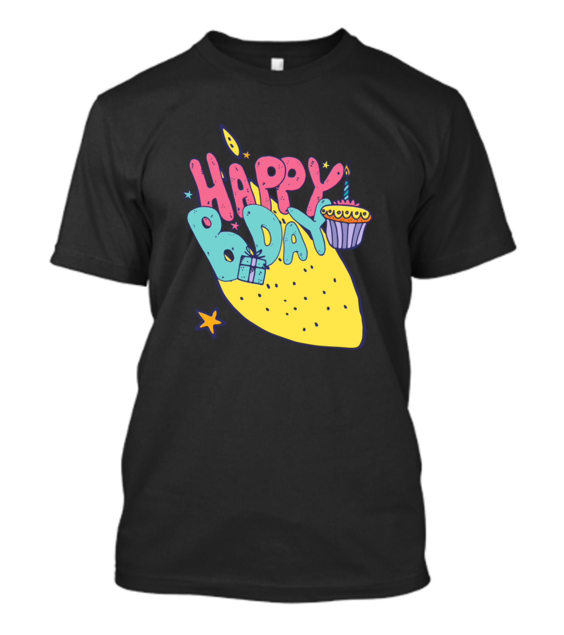 Happy Bday Present And Cake Celebration Burst T-Shirt