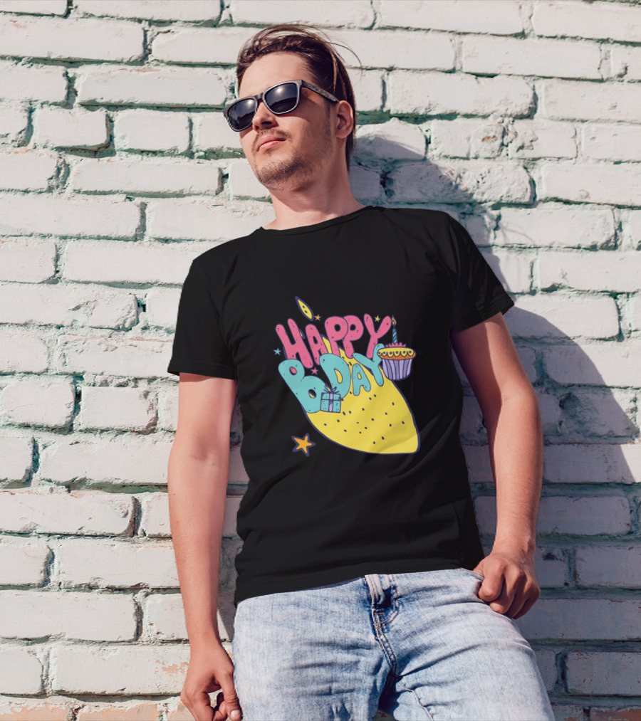 Happy Bday Present And Cake Celebration Burst T-Shirt