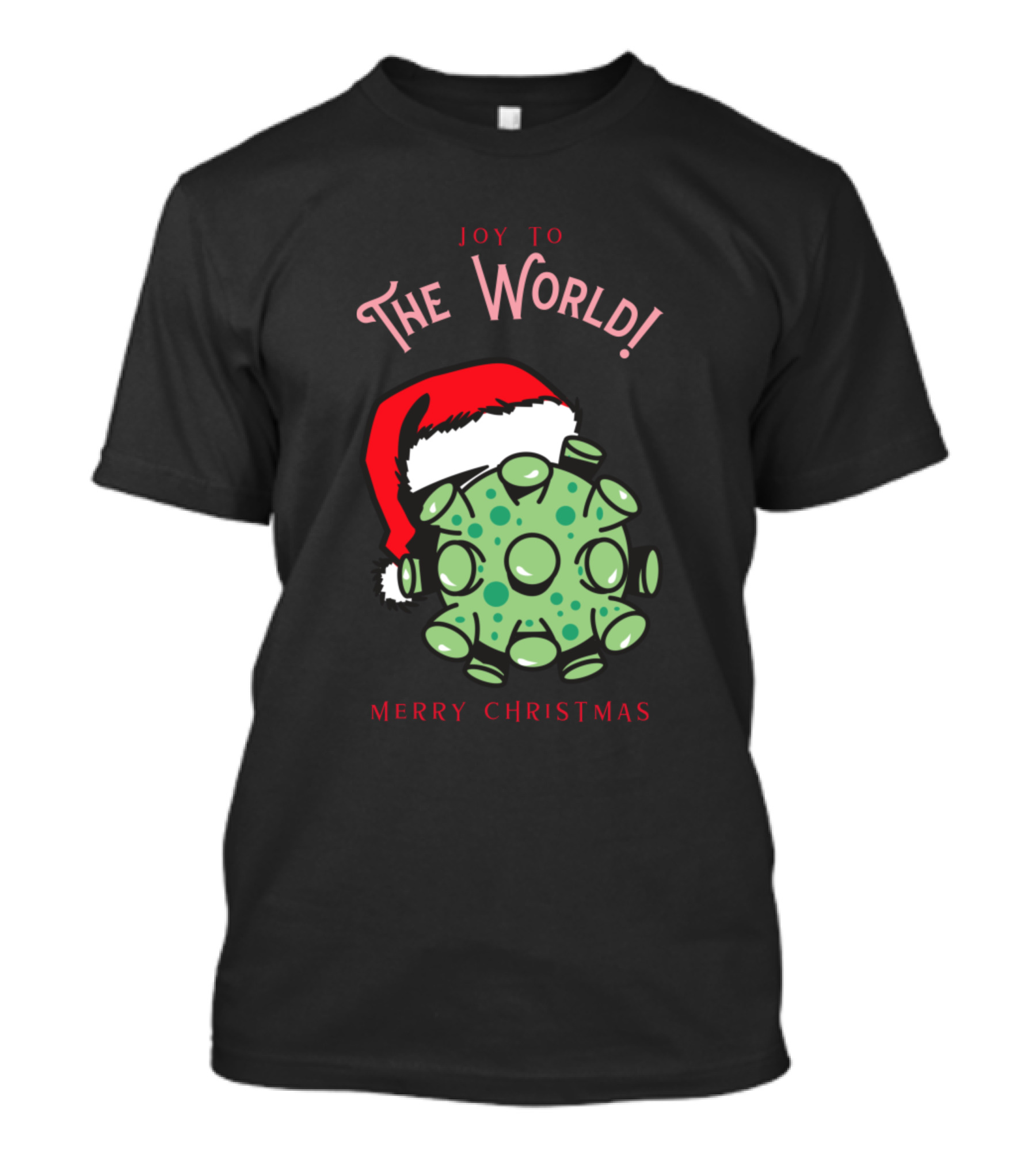 Joy To The World Merry Christmas Santa Hat Virus T-Shirt