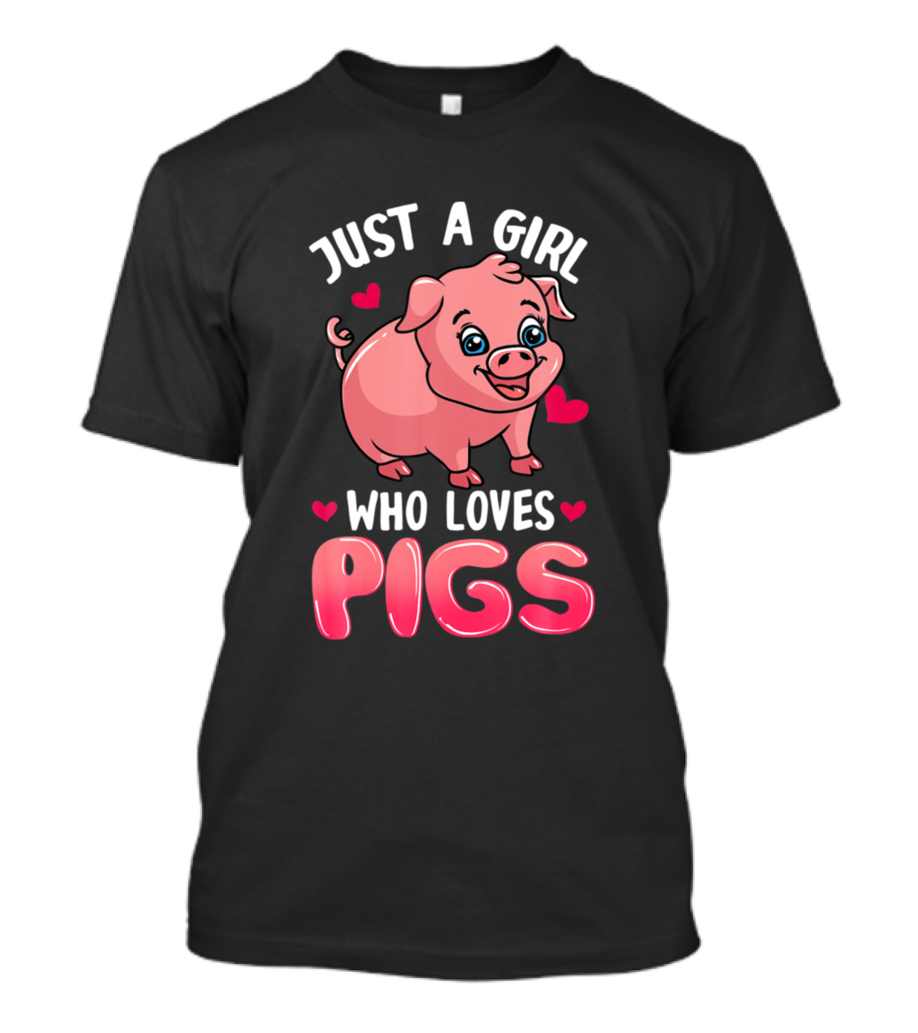 Just A Girl Who Loves Pigs Cute Porcine Lover With Hearts T-Shirt