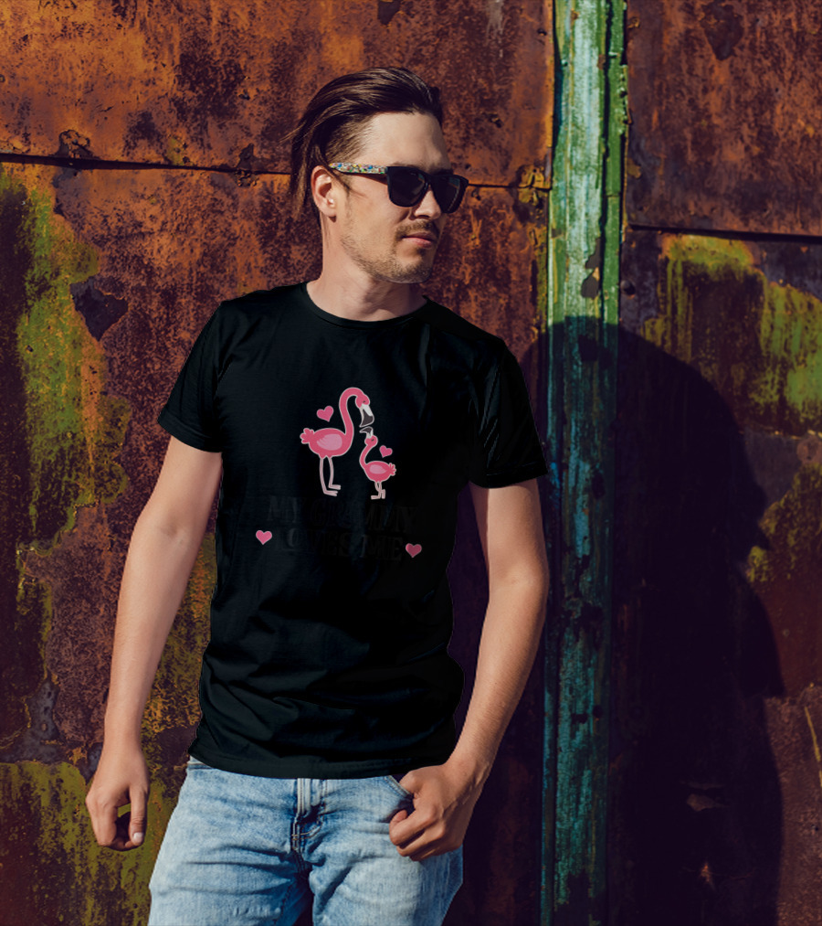 My Grammy Loves Me Cute Flamingo Hearts Kid T-Shirt