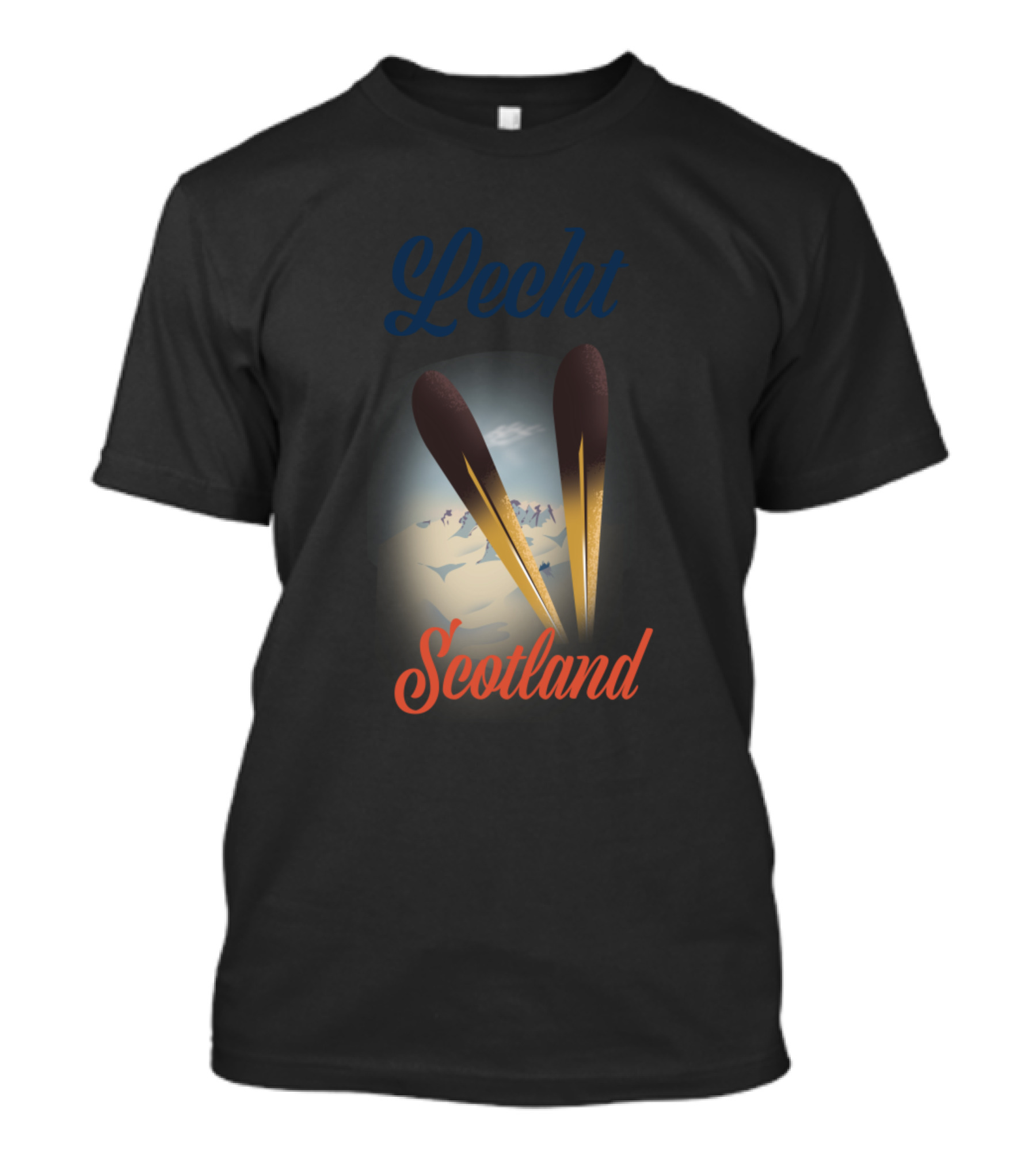 Lecht Scotland Ski Vintage Snow Adventure Scene T-Shirt