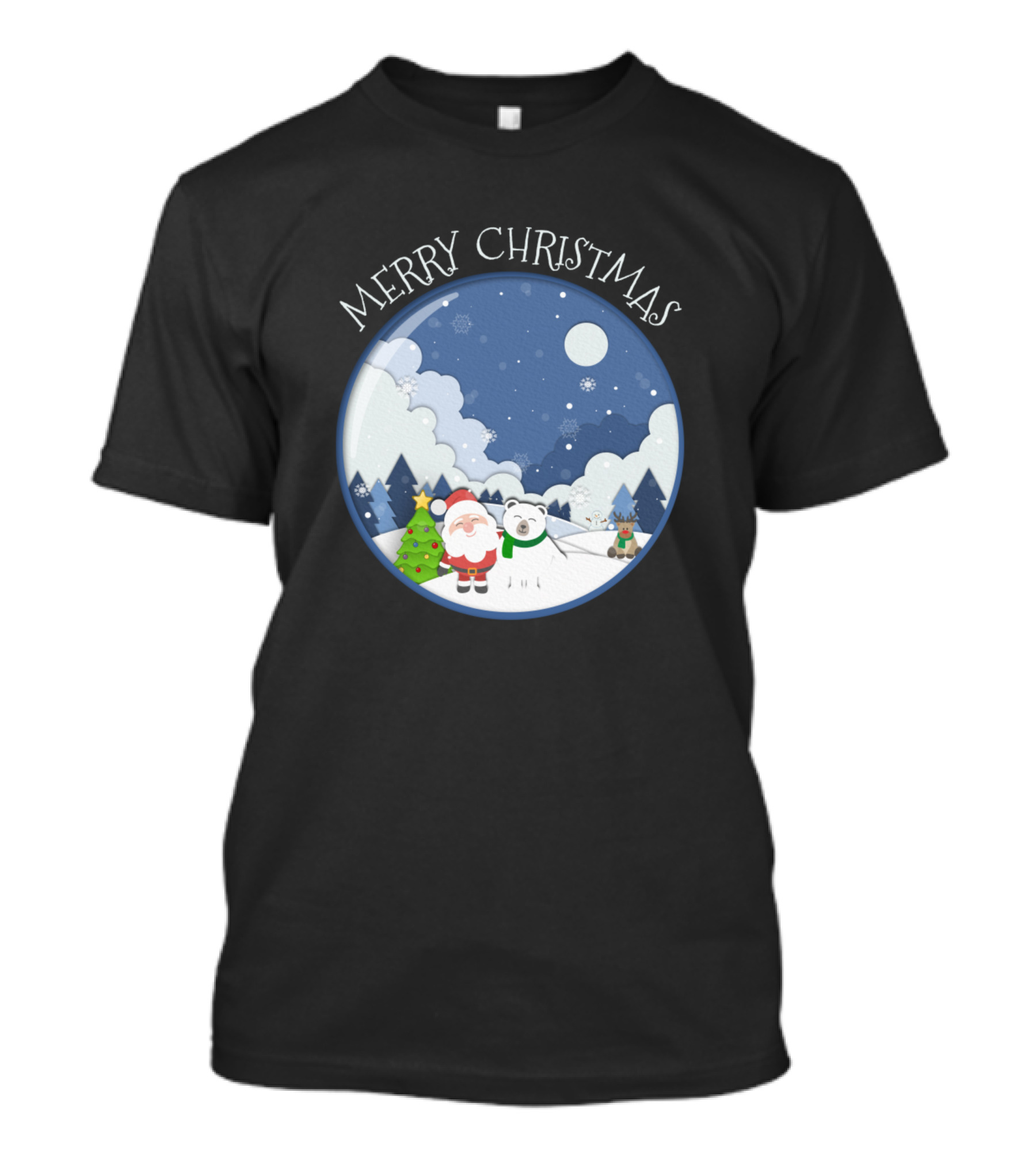 Merry Christmas Santa Snow Globe Winter Wonderland T-Shirt