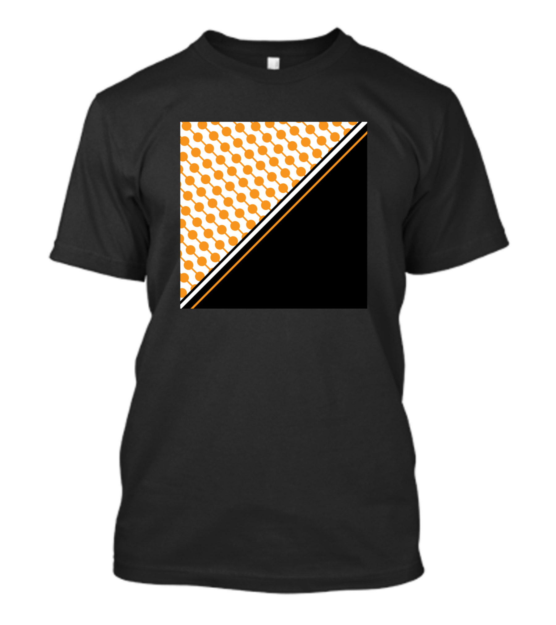 Minimal Geometric Orange Circles Black Diagonal Stripe T-Shirt