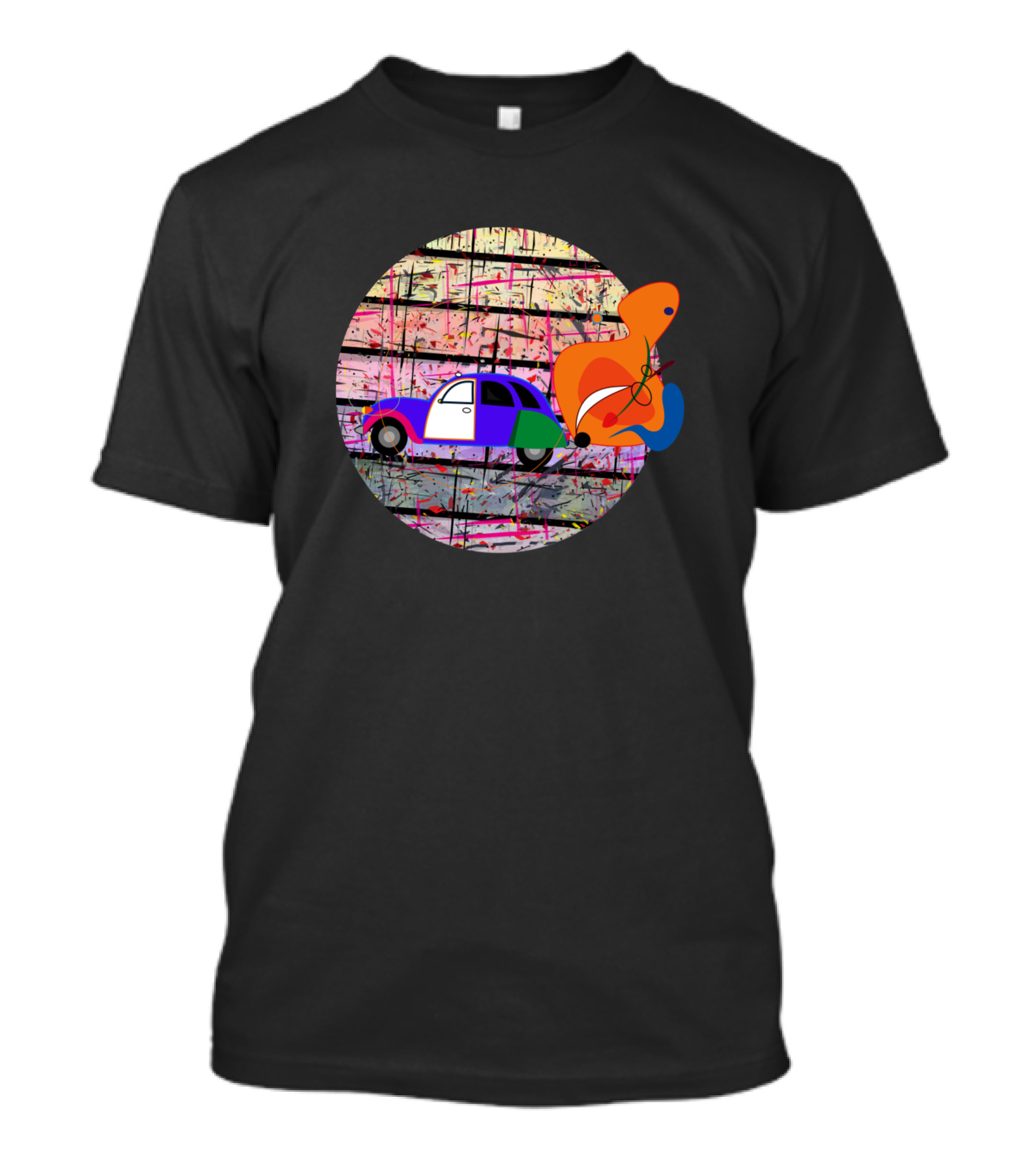 Old Timer Classic Car Abstract Art Circle T-Shirt