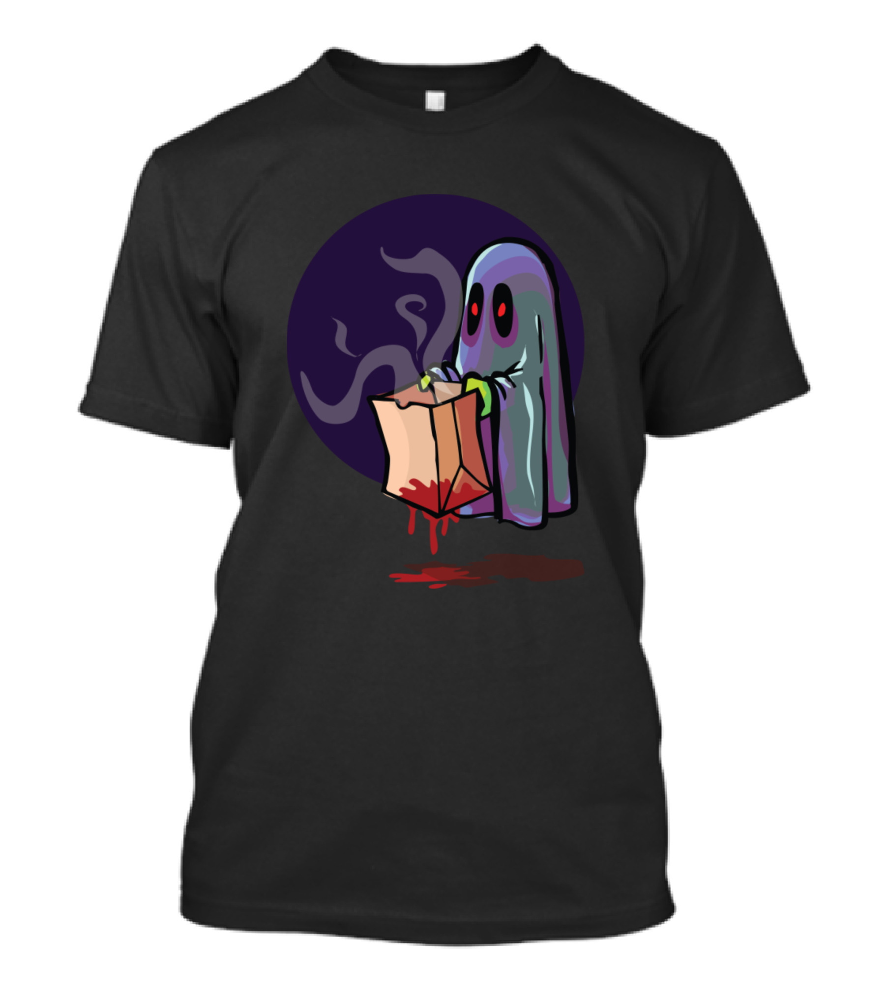 Scary Ghost With Bag And Eerie Dripping Red Accents T-Shirt