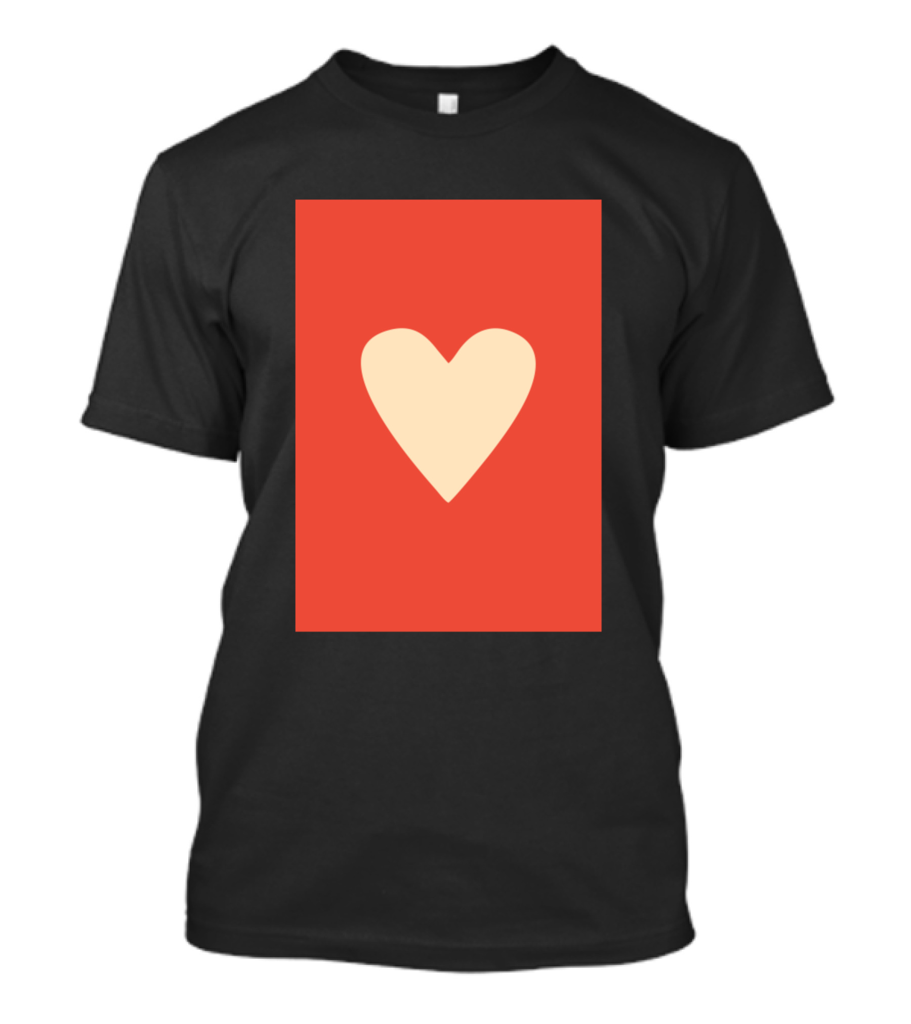 Simple Heart Cream On Red T-Shirt
