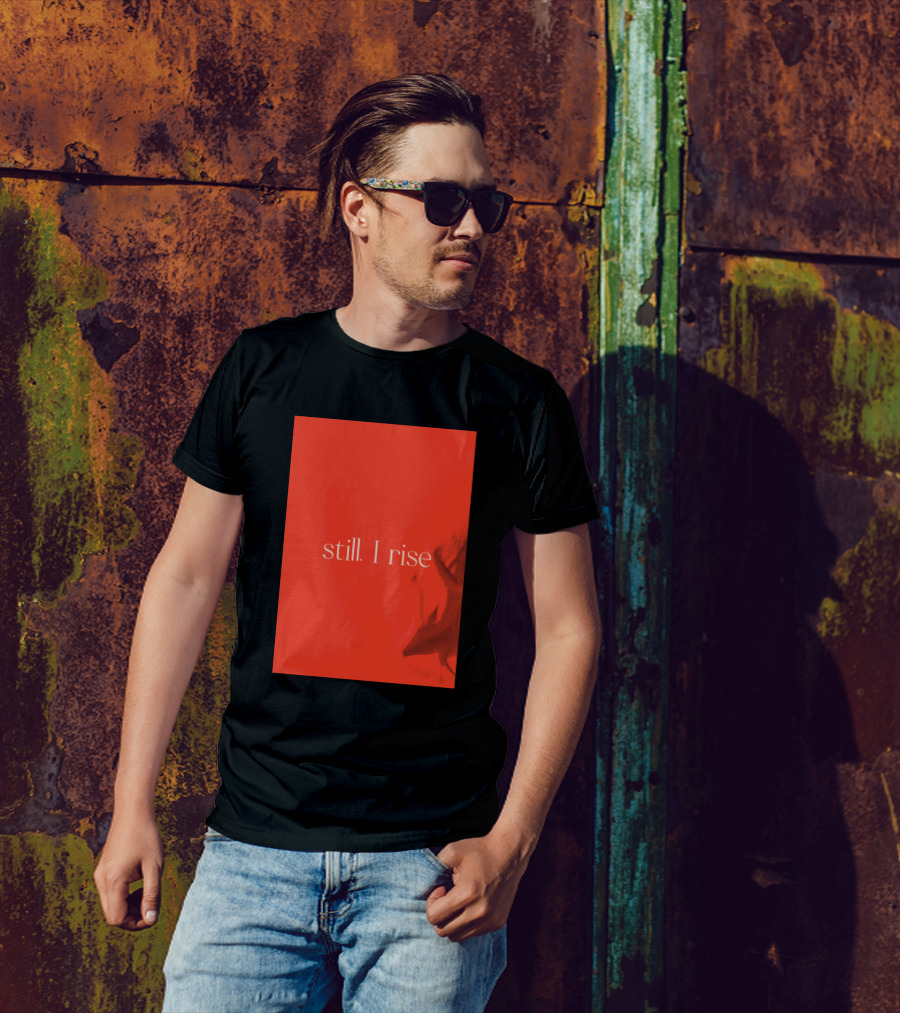 Still I Rise Black And Red Contrast T-Shirt