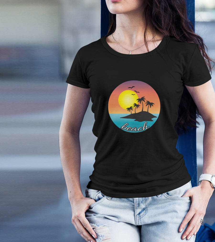 Beach Sunset Palm Island T-Shirt
