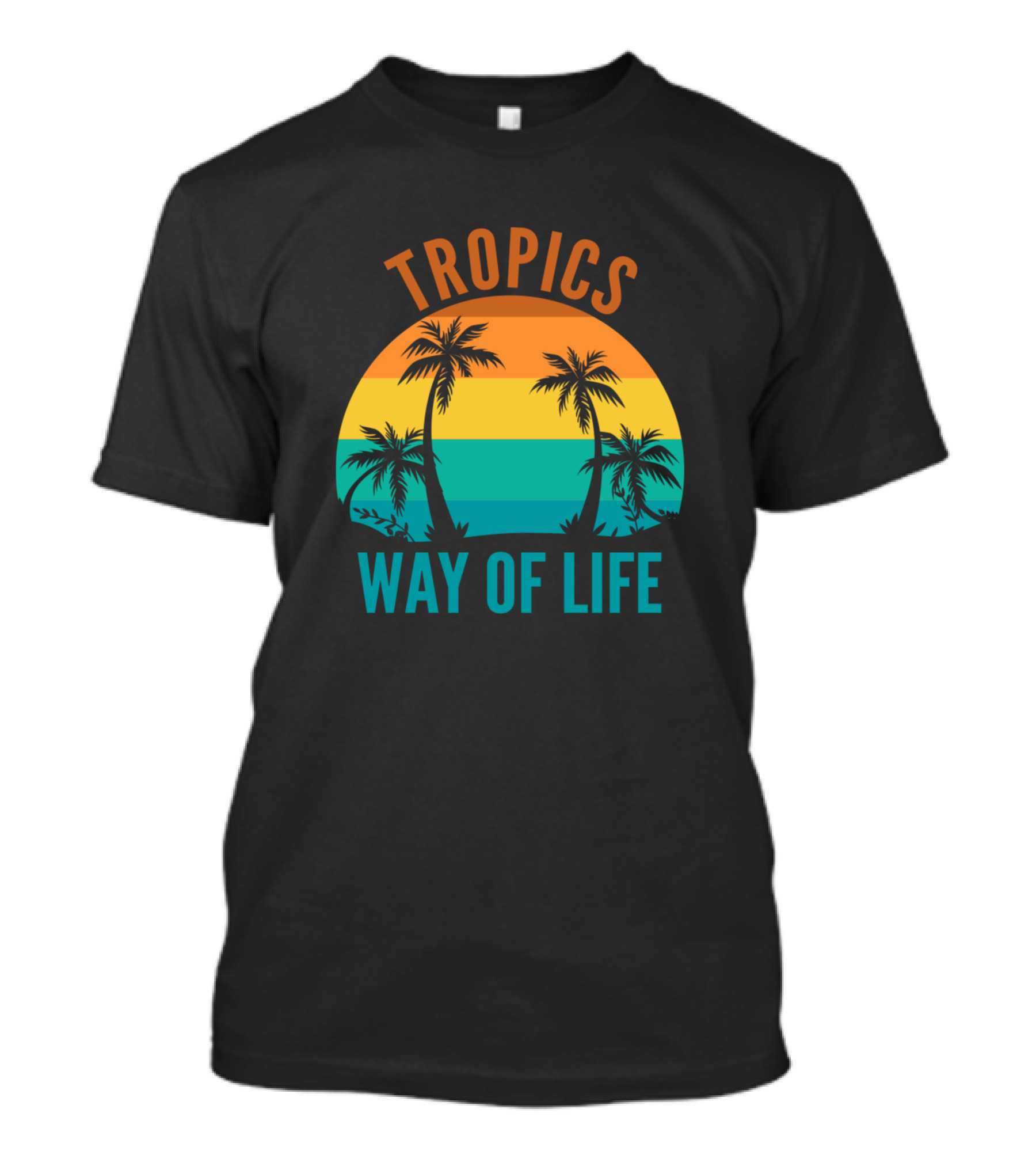 Tropics Palm Sunset Way Of Life Retro T-Shirt