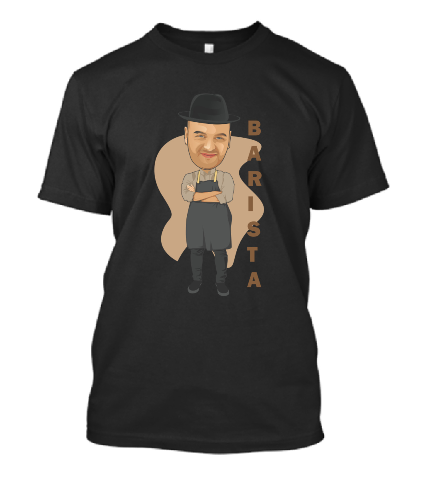 Barista Cartoon Character With Hat And Apron Vector T-Shirt