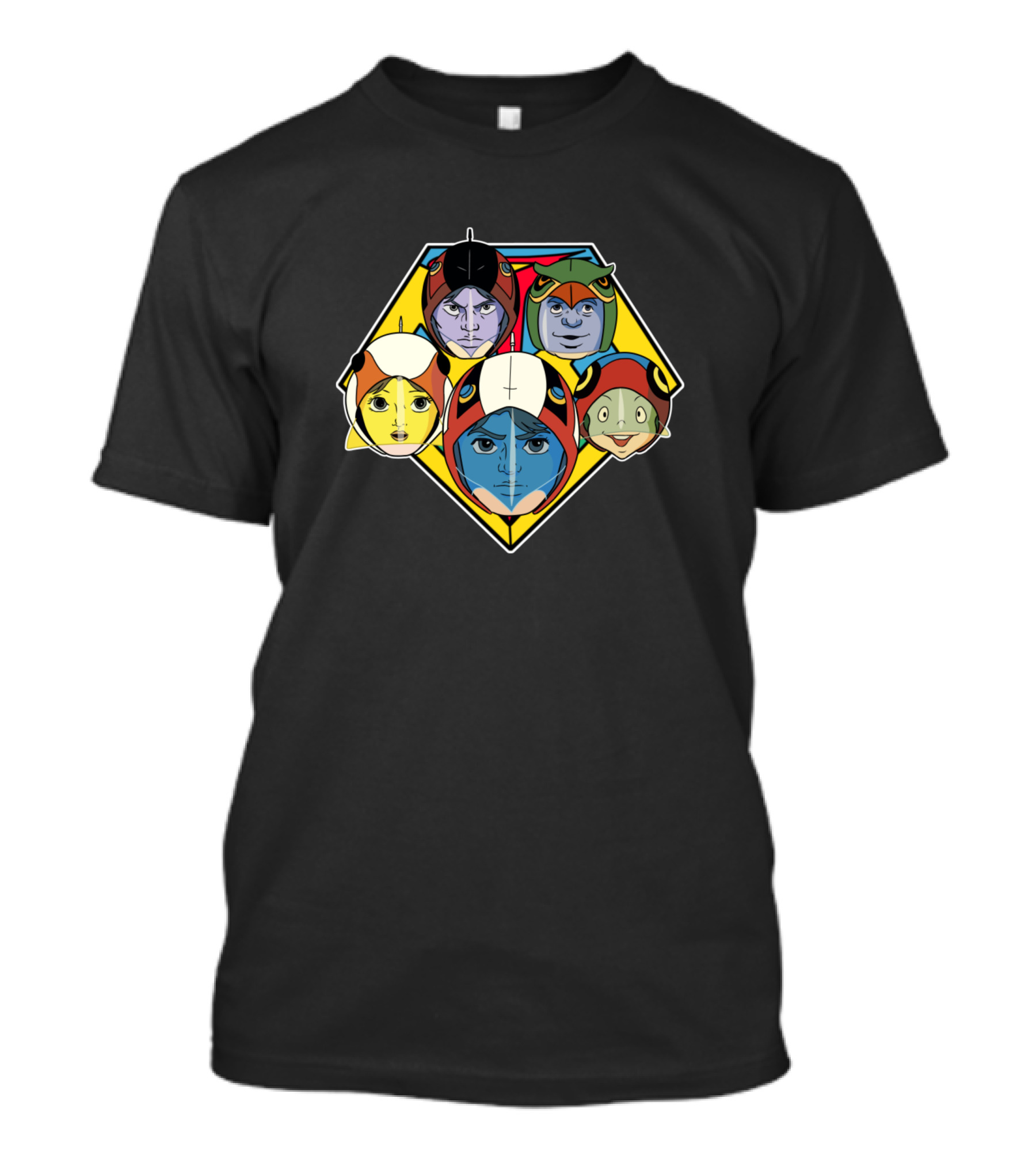 Battle Of The Planets G-Force Team Members Colorful Faces T-Shirt
