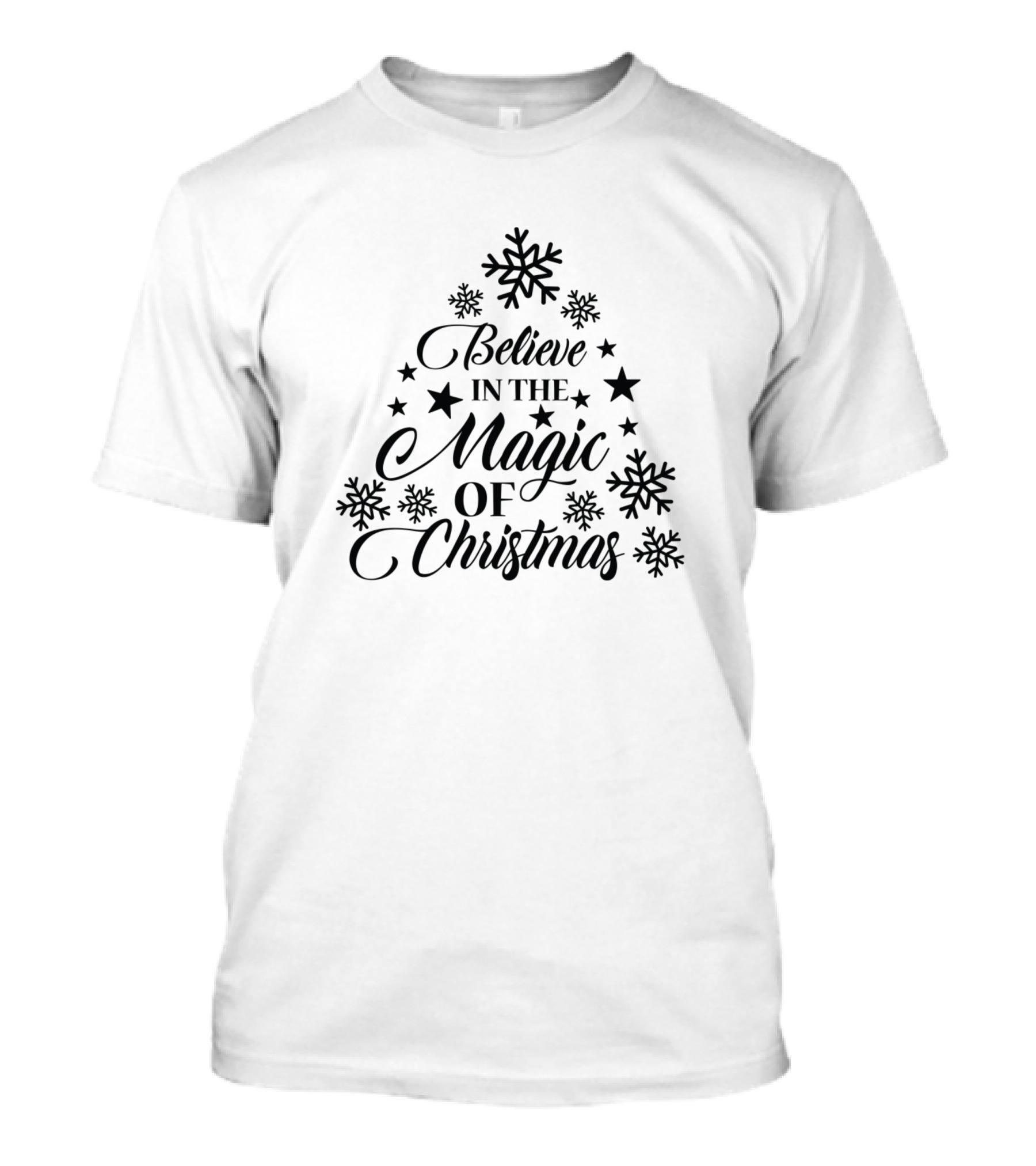 Believe In The Magic Of Christmas Snowflakes And Stars T-Shirt