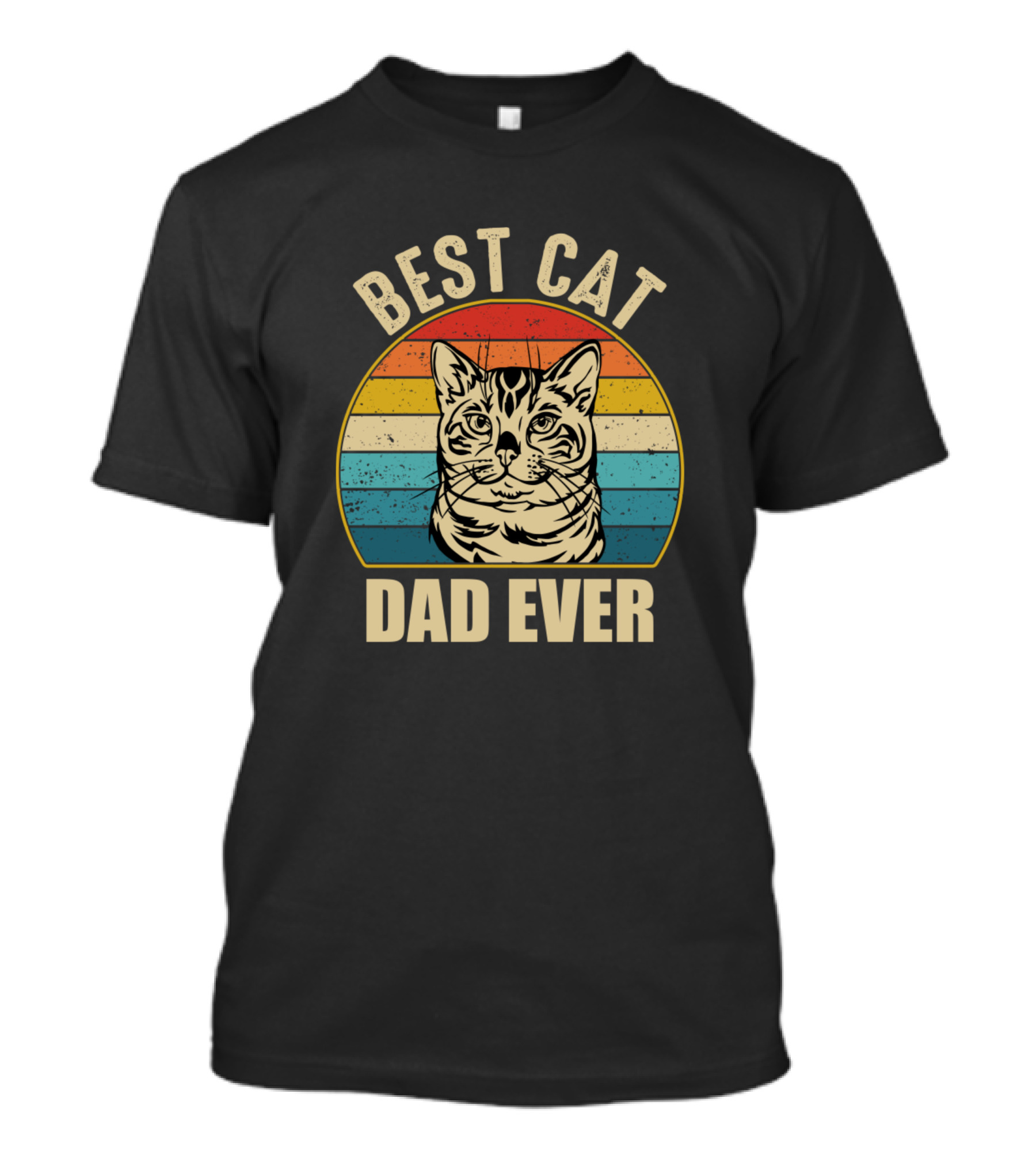 Best Cat Dad Ever Vintage Cat Lover Retro Stripes T-Shirt