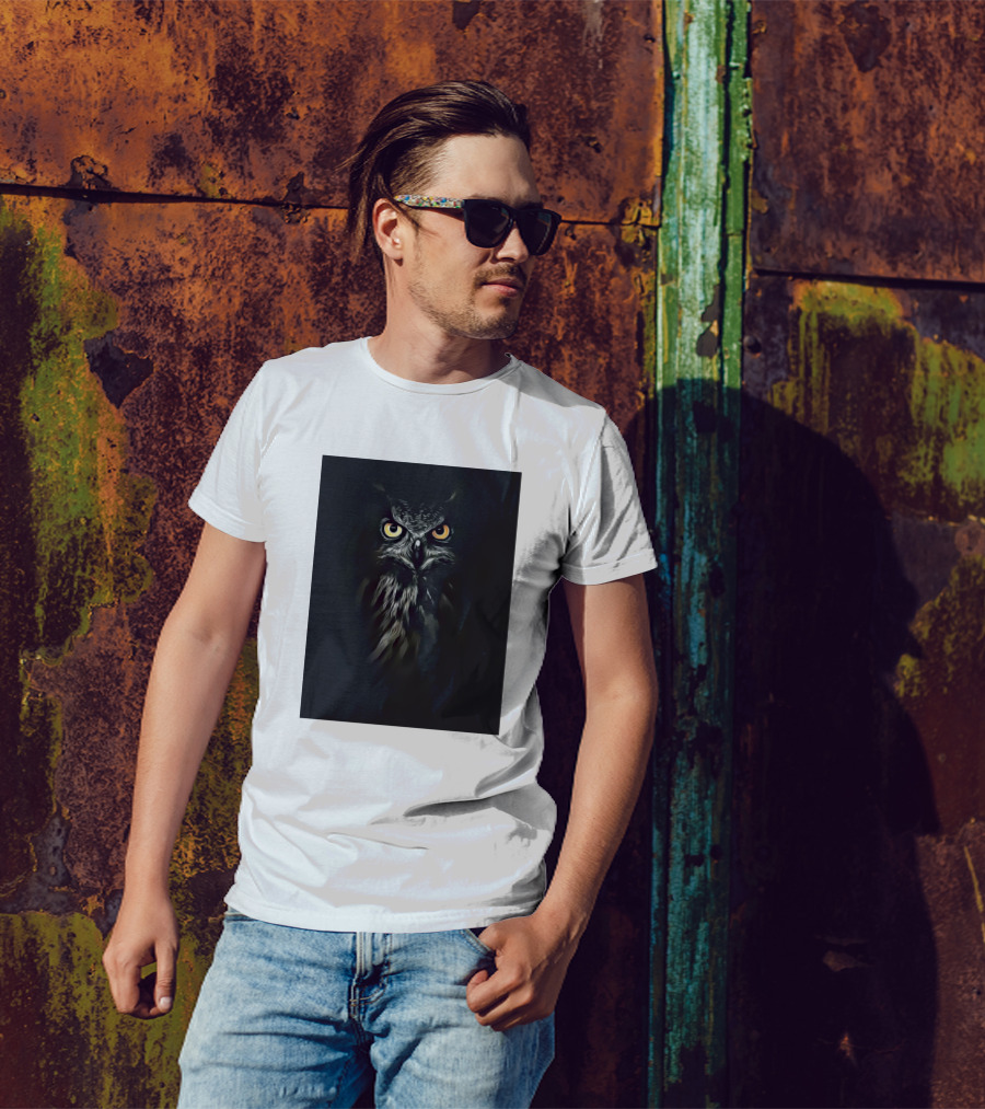 Black Owl Nocturnal Glare T-Shirt