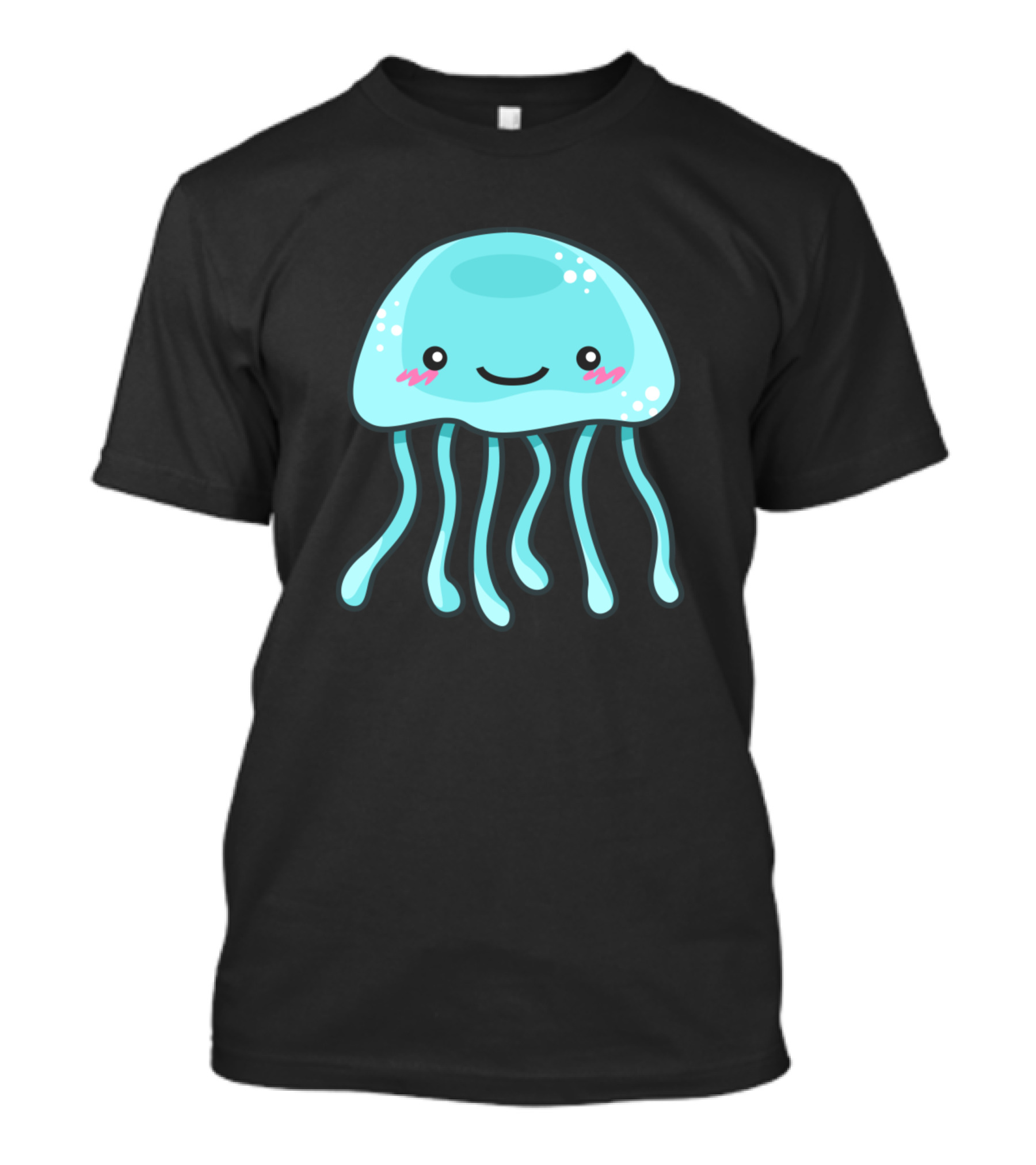 Cute Smiling Blue Jellyfish Character T-Shirt