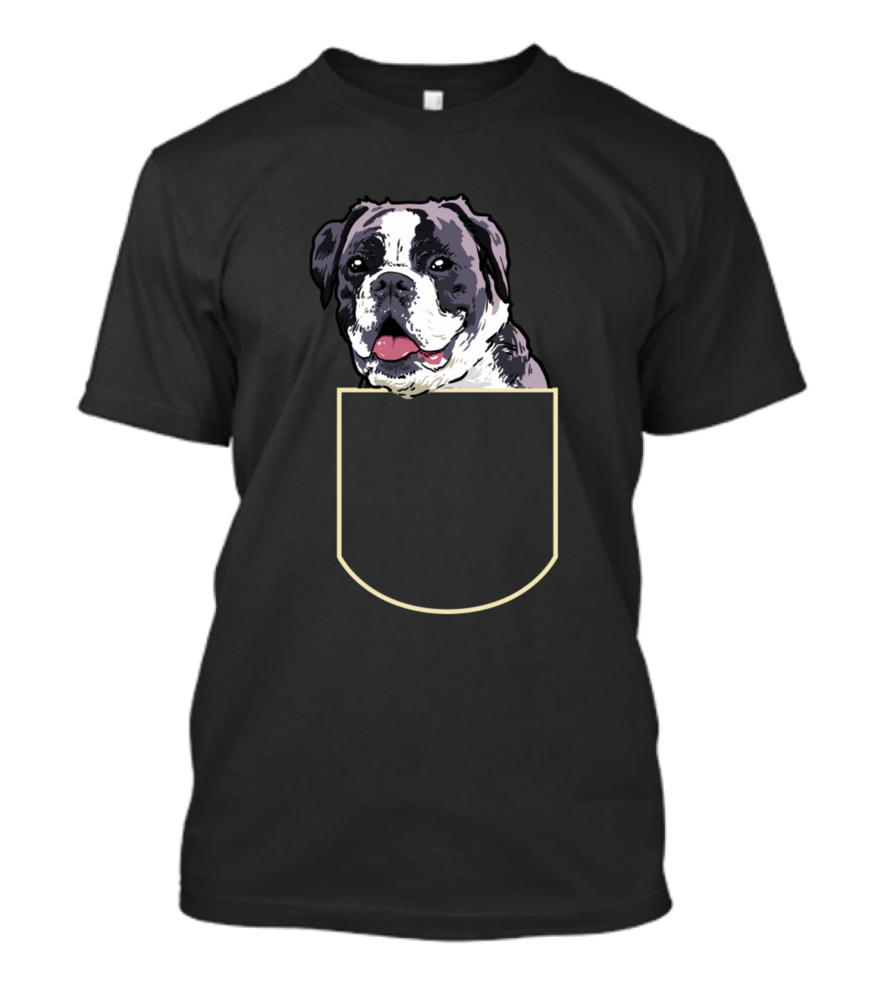 Boxer Dog Peeking From Pocket T-Shirt