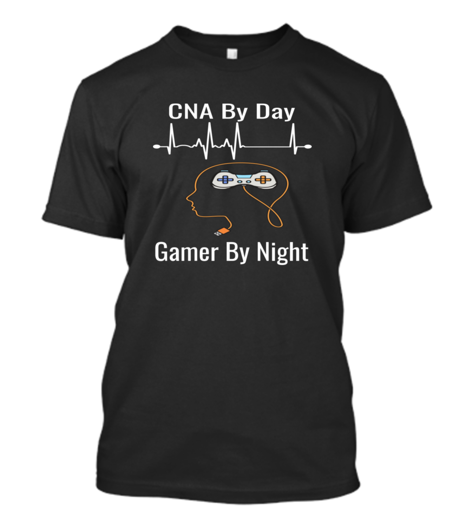 CNA By Day Gamer By Night Heartbeat Controller Headset T-Shirt