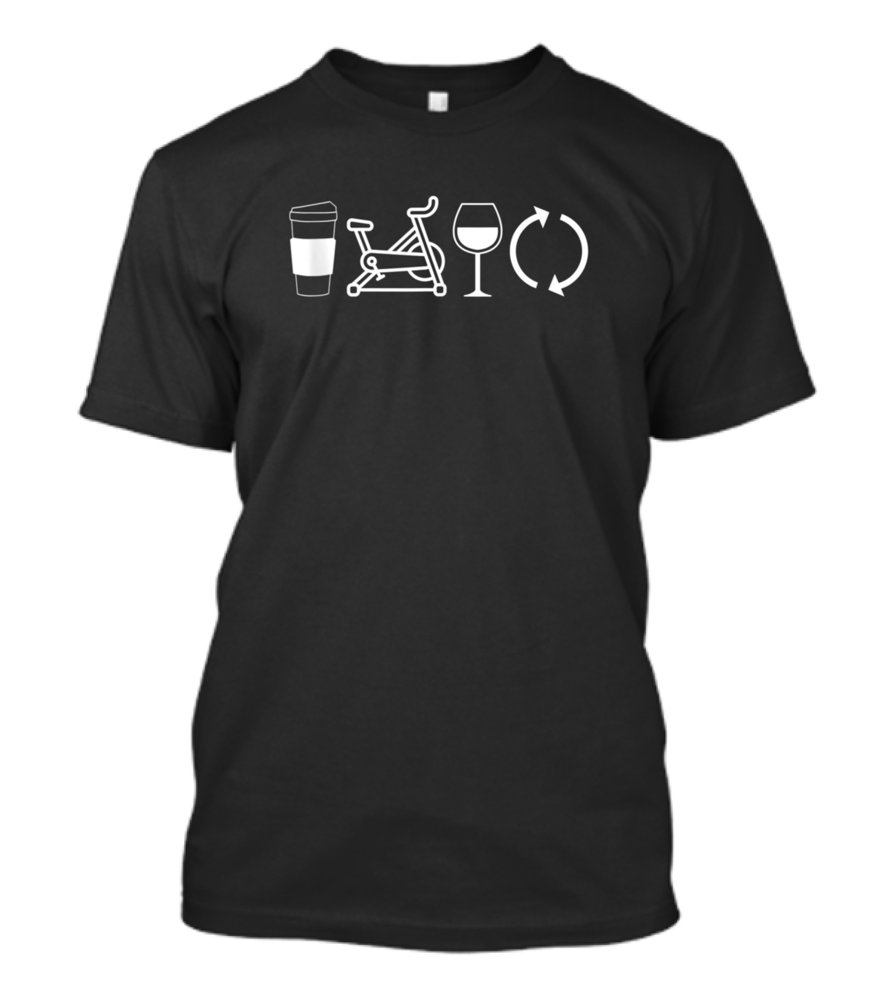 Coffee Spin Bike Wine Cycle Repeat T-Shirt