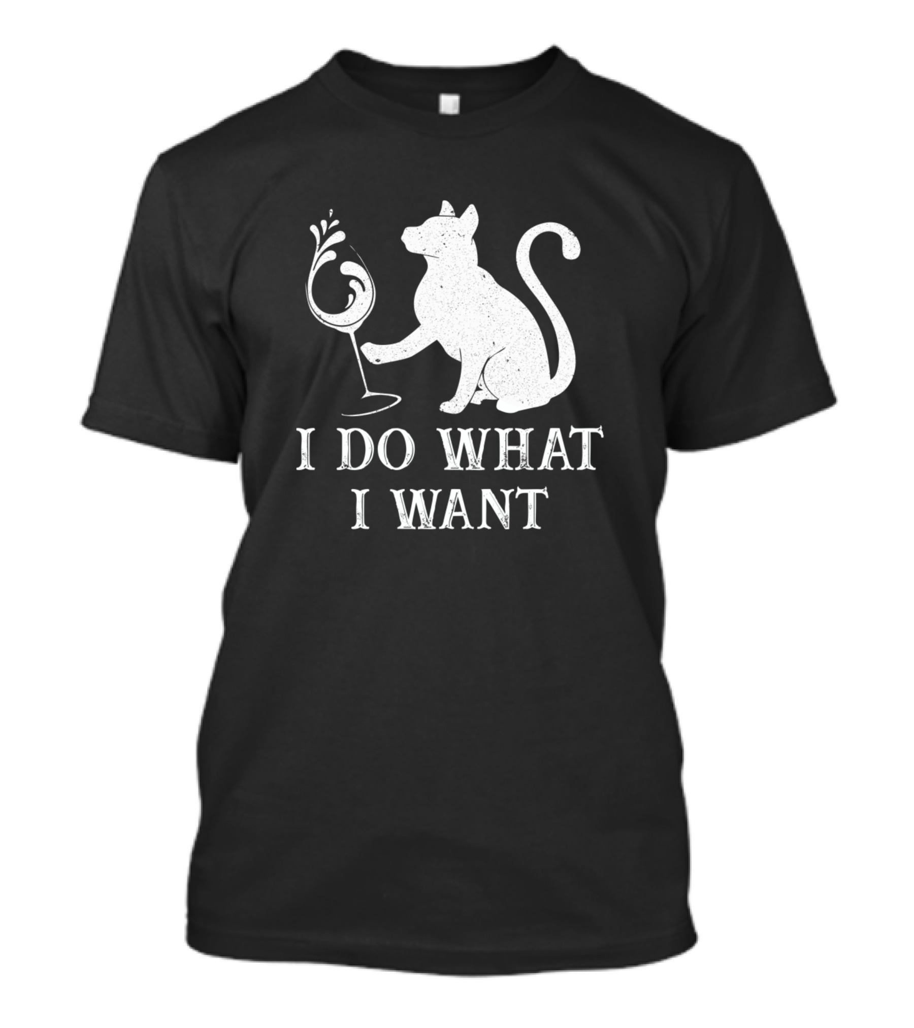 I Do What I Want Cute Cat With Wine Glass T-Shirt
