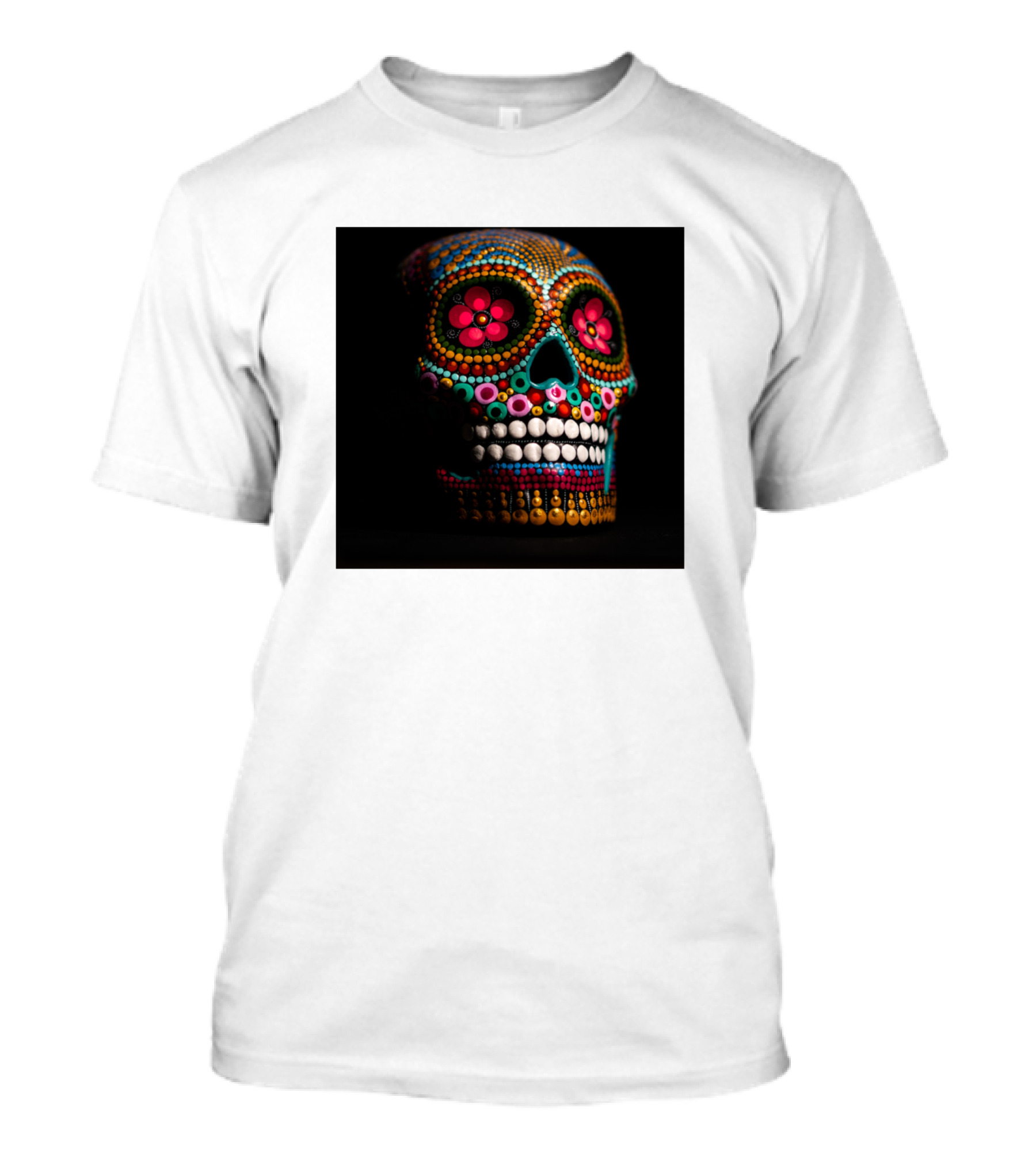 Dragon Power Sugar Skull Floral Bead T-Shirt