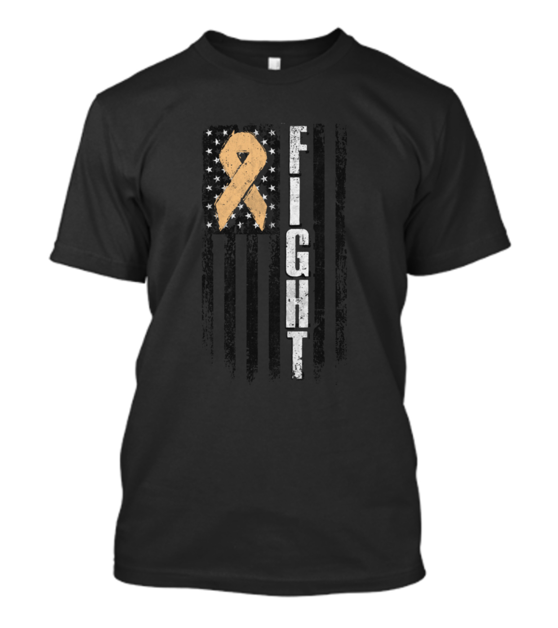 Fight American Flag Ribbon Endometrial Cancer Awareness T-Shirt