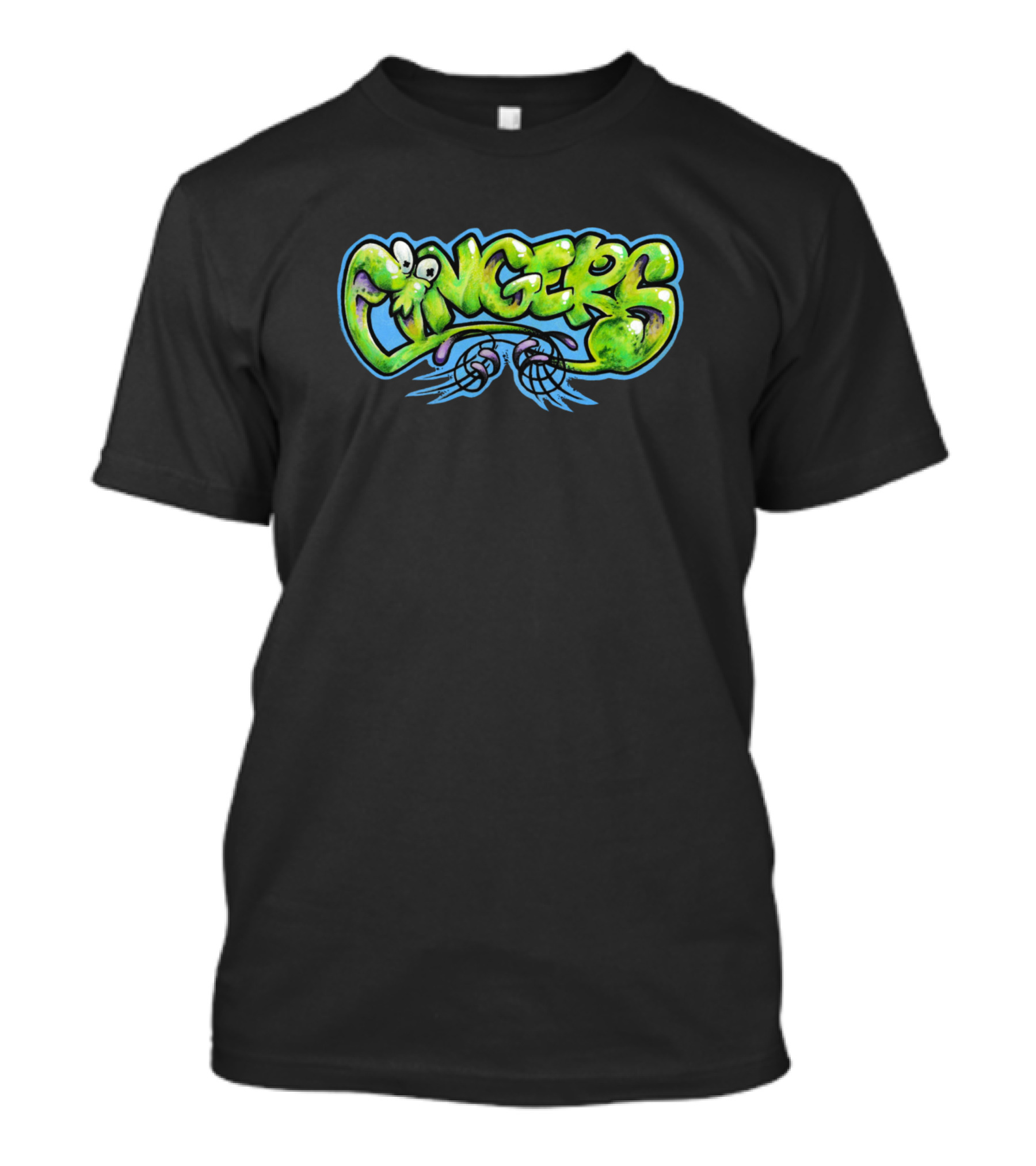 Fingers Graffiti Street Art Style With Cartoon Eyes And Hand Symbols T-Shirt