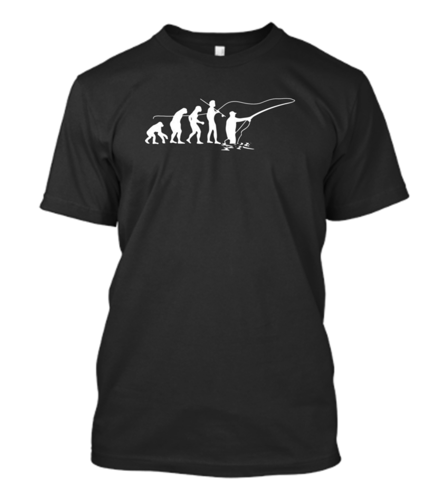 Fishing Fly Casting Human Evolution Sequence T-Shirt