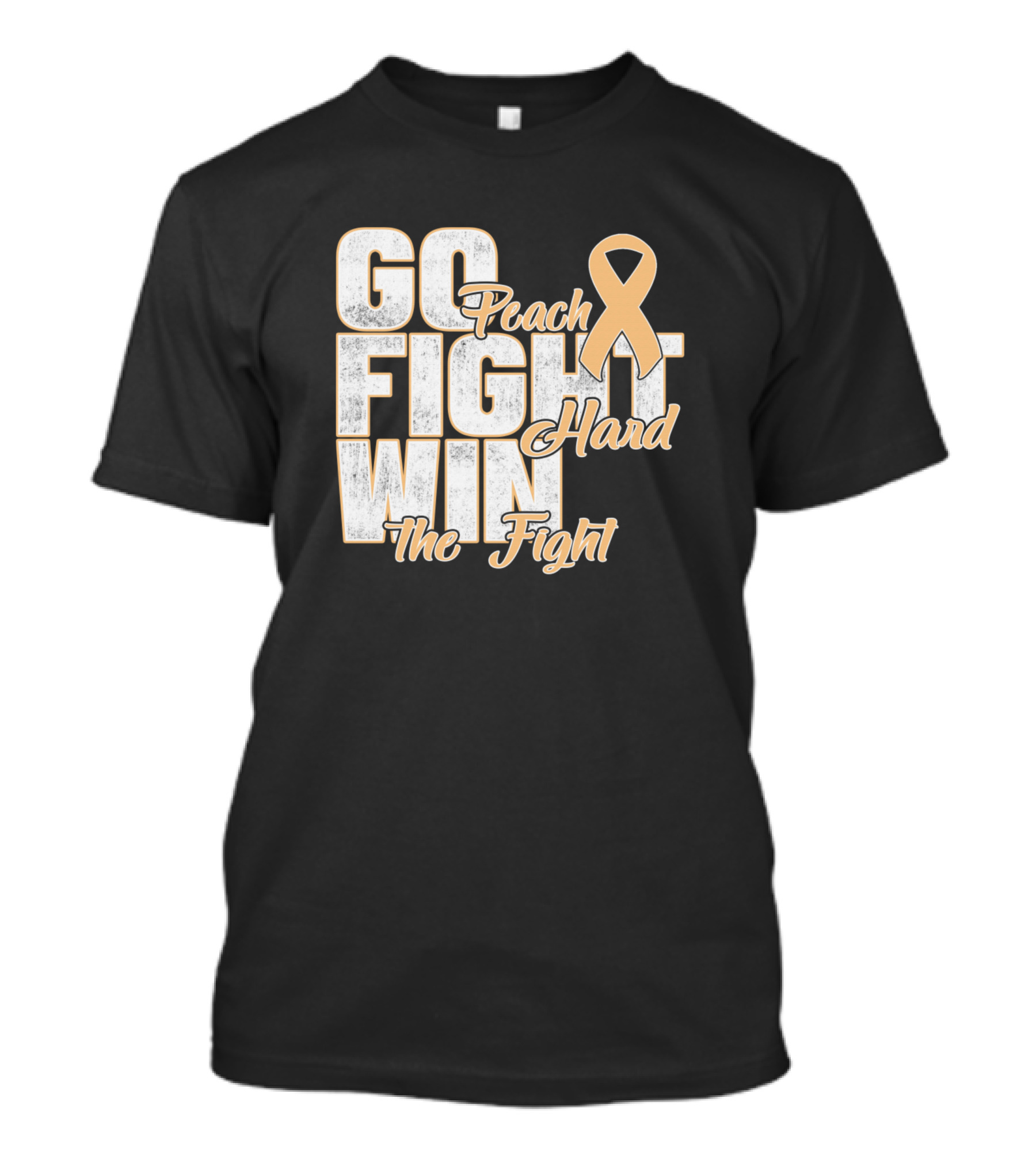 Go Peach Fight Hard Win The Fight Endometrial Cancer Awareness T-Shirt