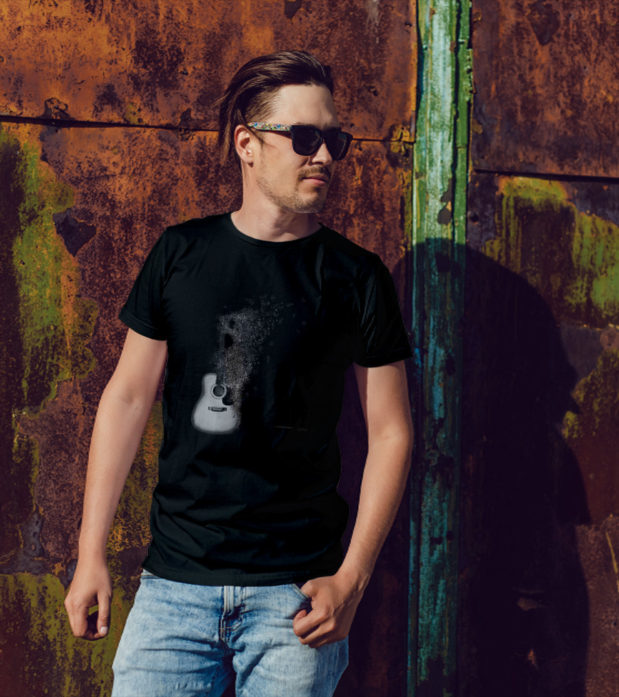 Guitar Music Notes Melting Effect T-Shirt