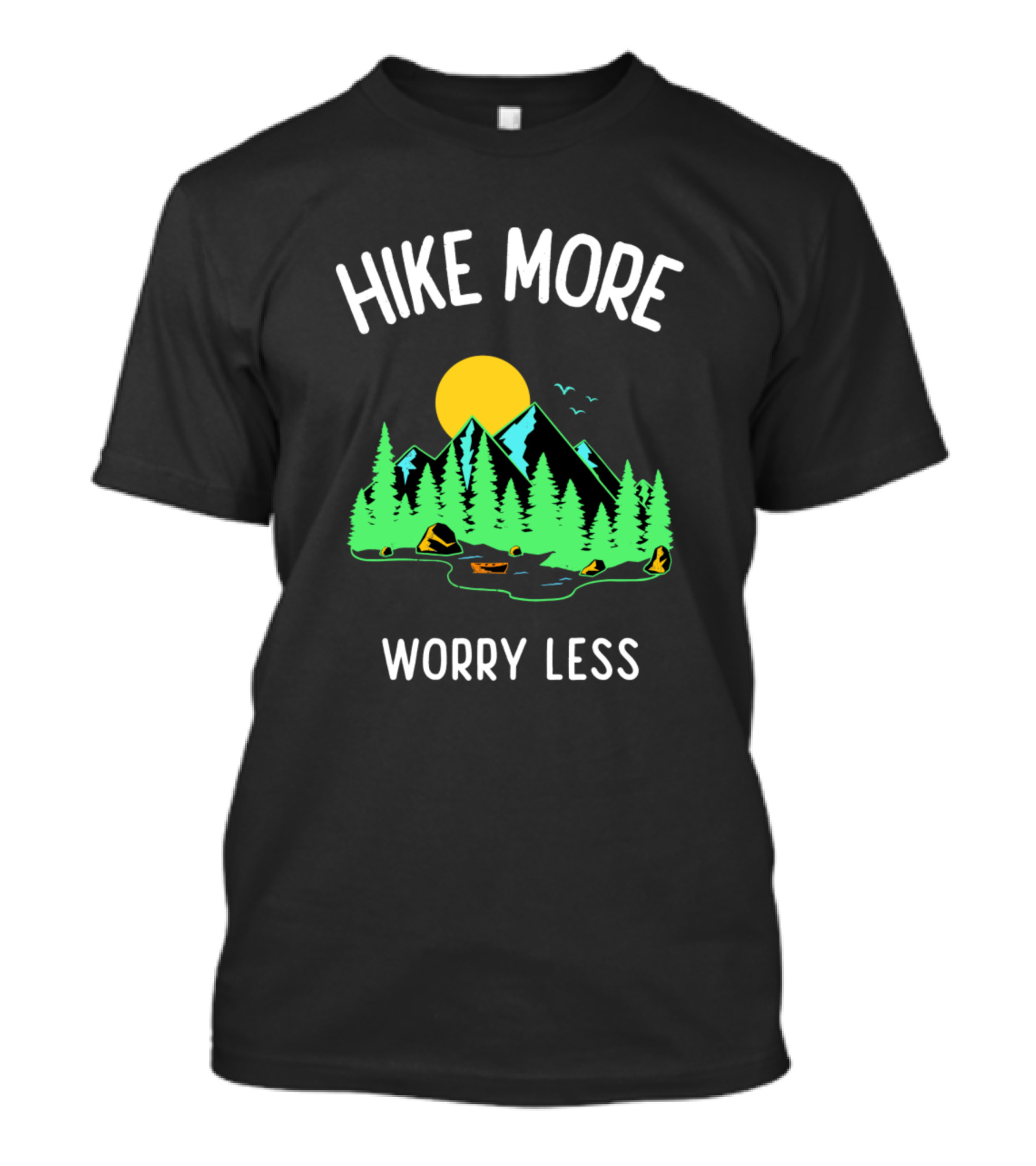 Hike More Worry Less Mountain Sunset Forest Adventure T-Shirt